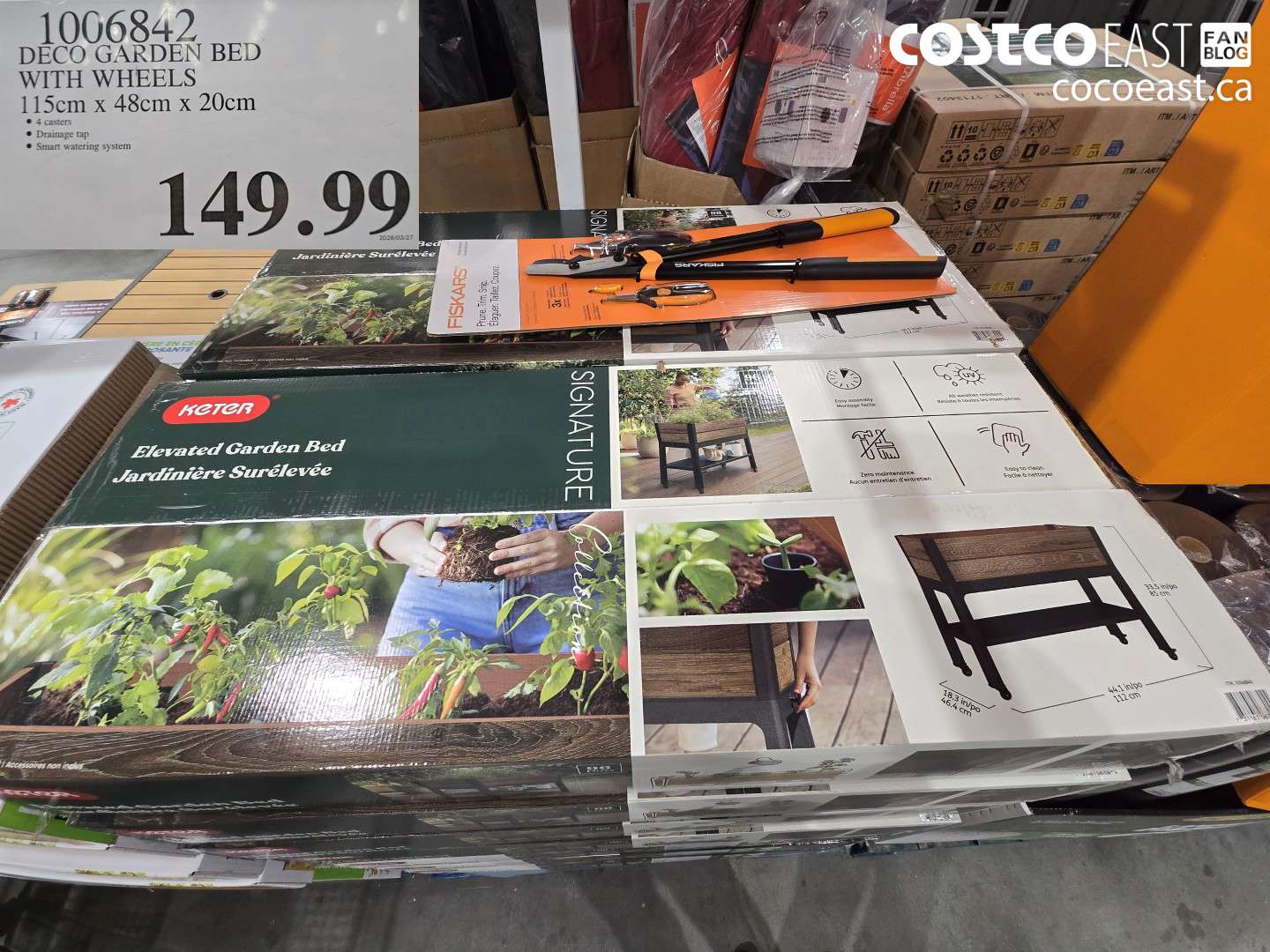 1006842 DECO GARDEN BED WITH WHEELS 115 CM X 48 CM X 20 CM $149.99