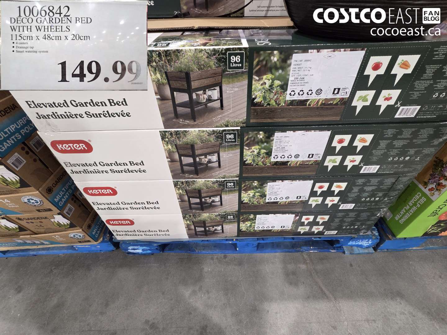 1006842 DECO GARDEN BED WITH WHEELS $149.99