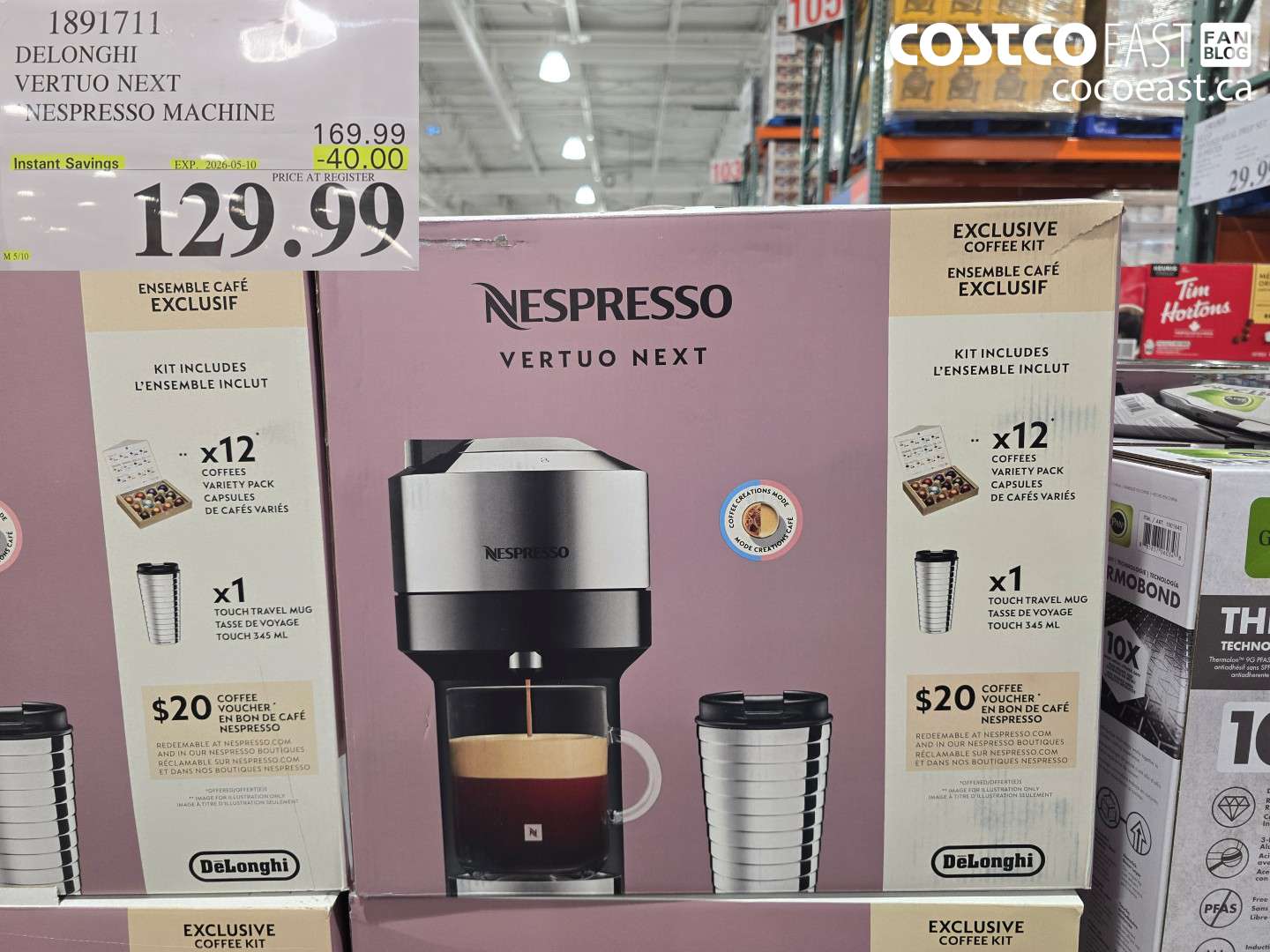 1891711 DELONGHI VERTUO NEXT NESPRESSO MACHINE ($40.00 INSTANT SAVINGS EXPIRES ON 2026-05-10) $129.99