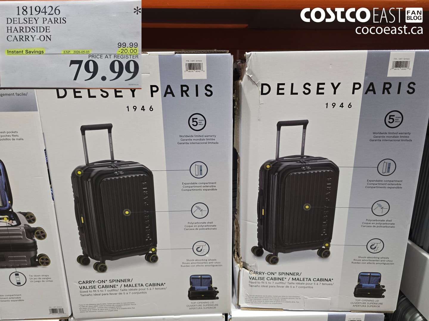 1819426 DELSEY PARIS HARD SIDE CARRY-ON ($20.00 INSTANT SAVINGS EXPIRES ON 2026-05-03) $79.99