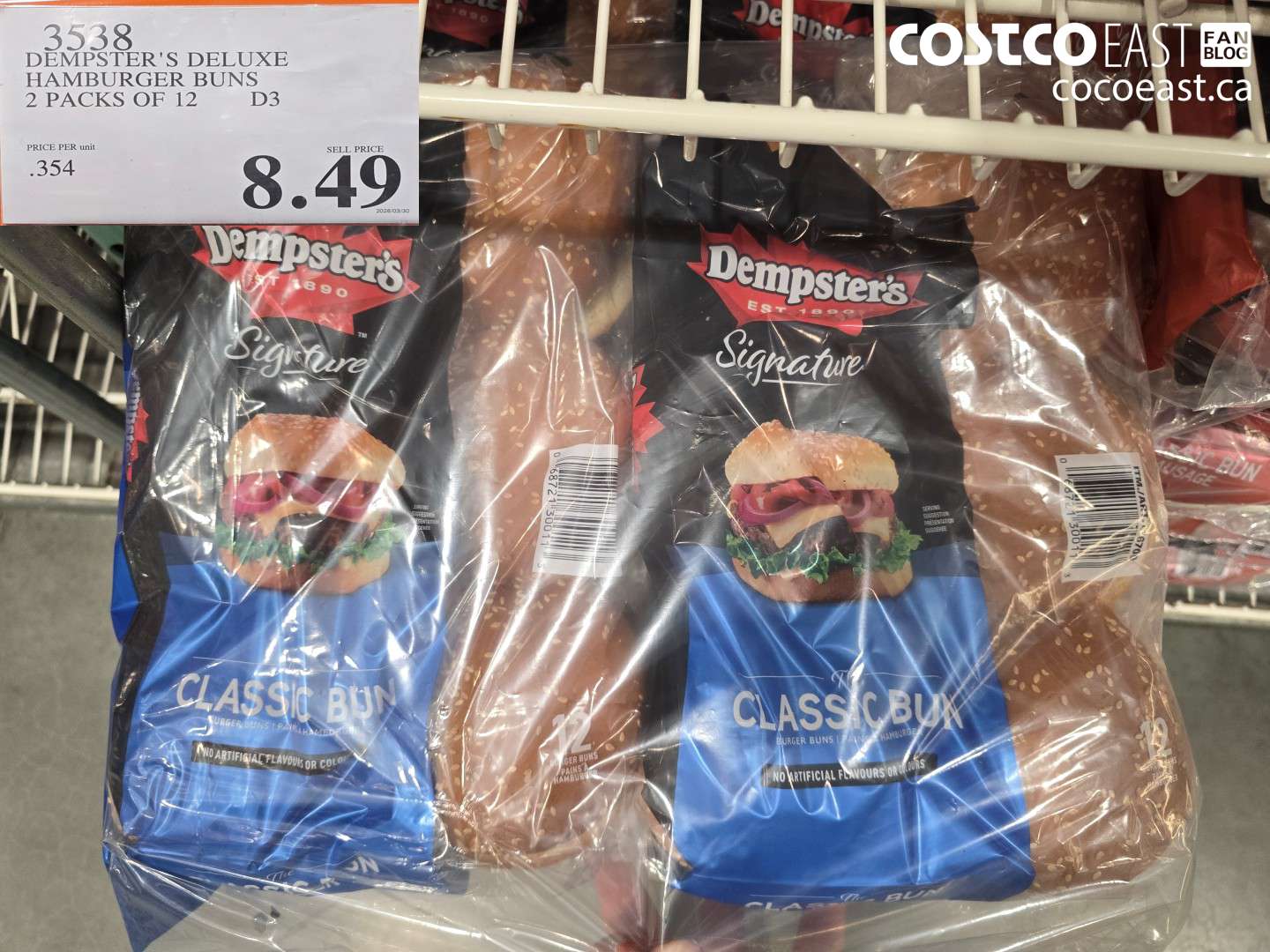 3538 DEMPSTER'S DELUXE HAMBURGER BUNS 2 PACKS OF 12 $8.49