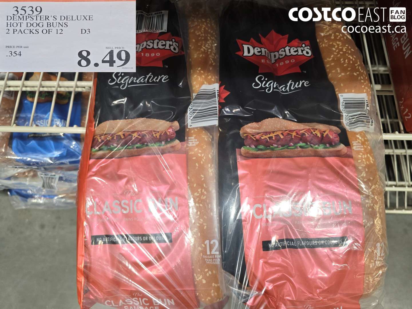 3539 DEMPSTER'S DELUXE HOT DOG BUNS 2 PACKS OF 12 $8.49