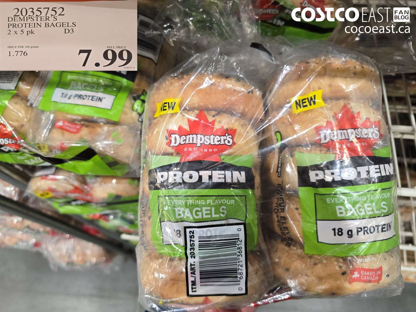 2035752 DEMPSTER'S PROTEIN BAGELS 2 X 5 PK $7.99