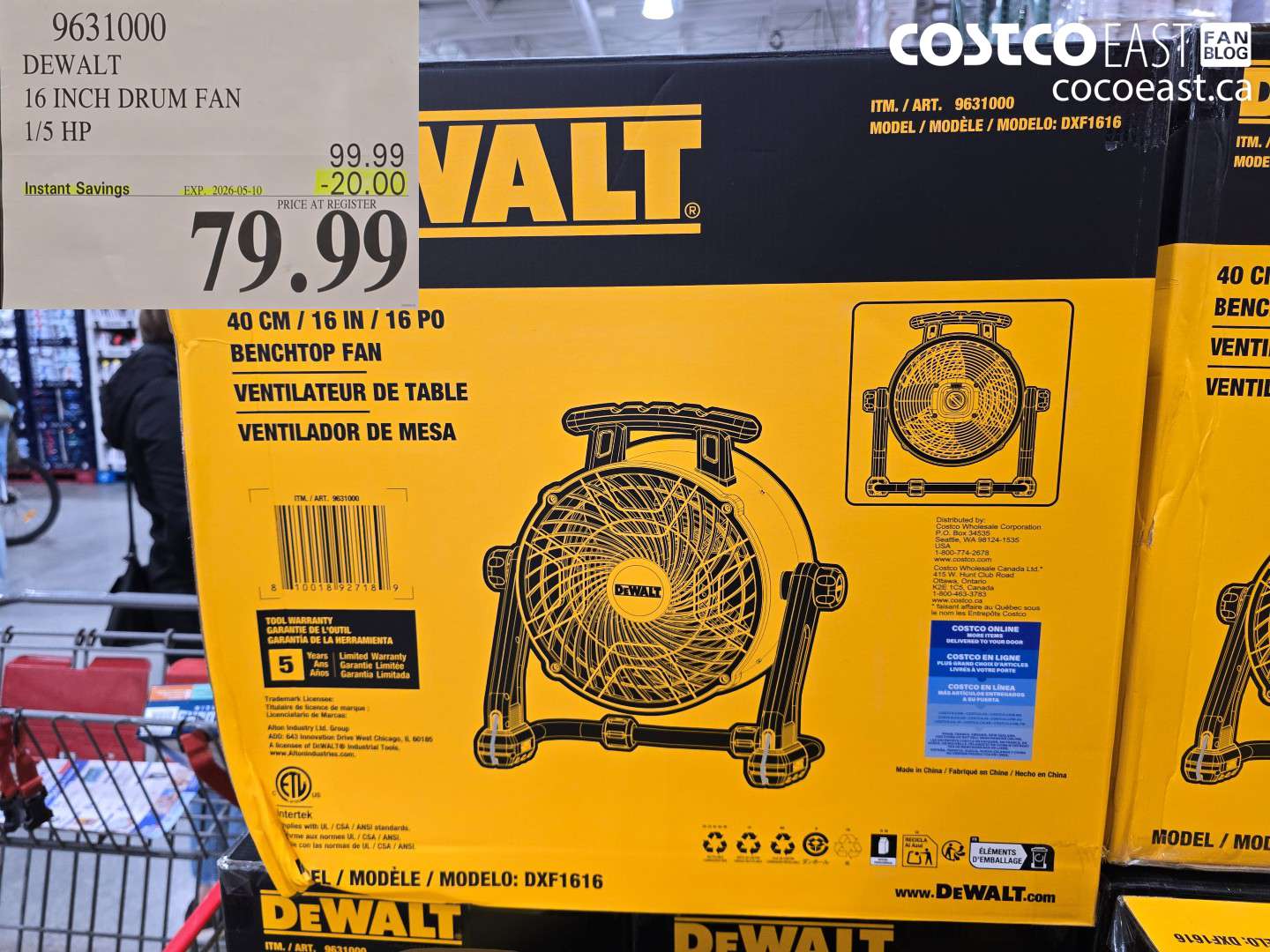 9631000 DEWALT 16 INCH DRUM FAN 1/5 HP ($20.00 INSTANT SAVINGS EXPIRES ON 2026-05-10) $79.99