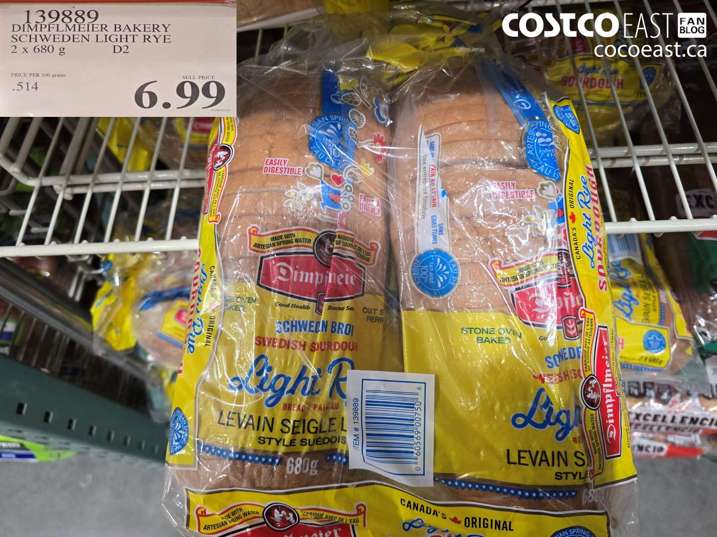 139889 DIMPFLMEIER BAKERY SCHWEDEN LIGHT RYE 2 X 680 G $6.99