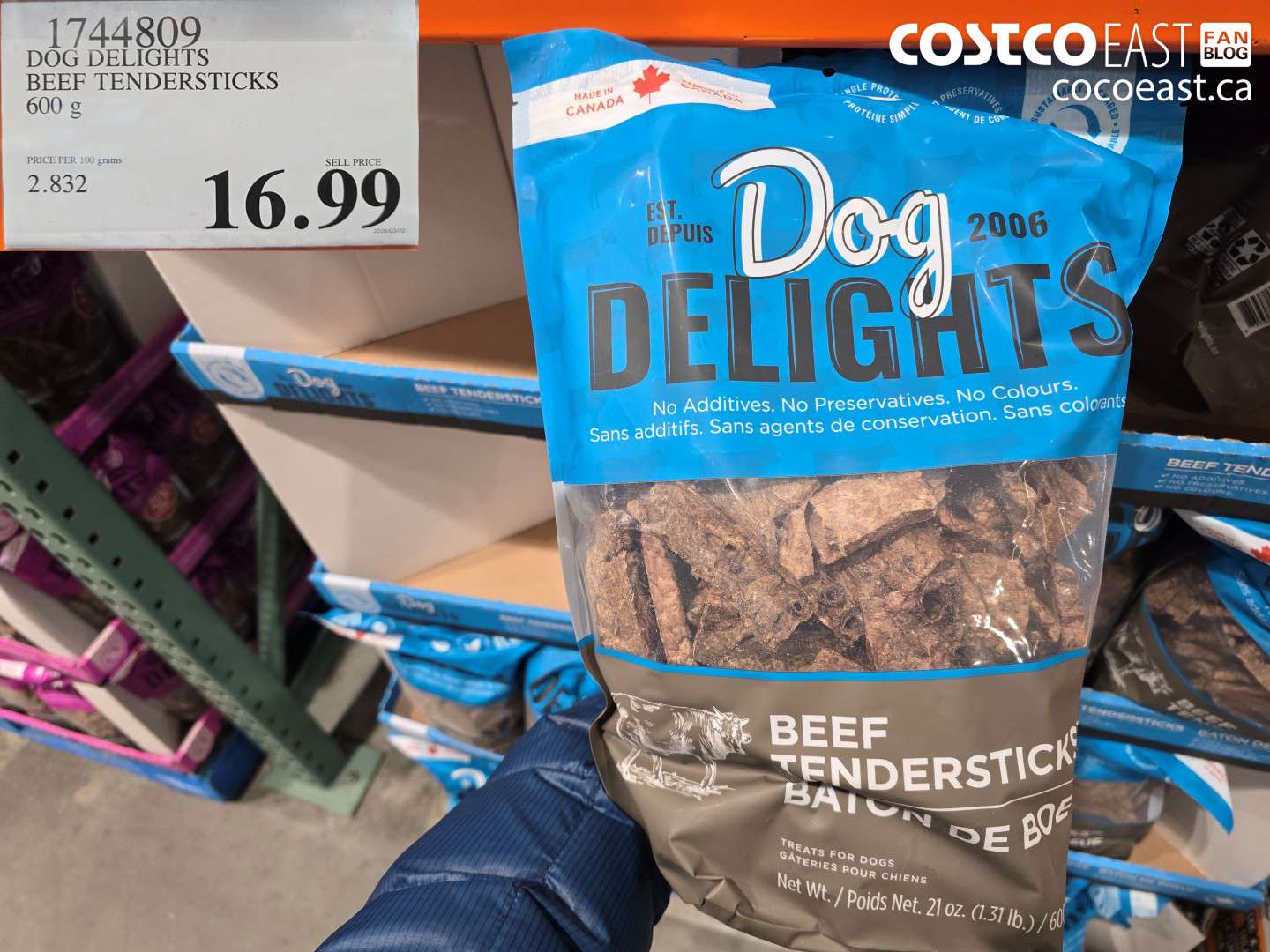 1744809 DOG DELIGHTS BEEF TENDERSTICKS 600 g $16.99