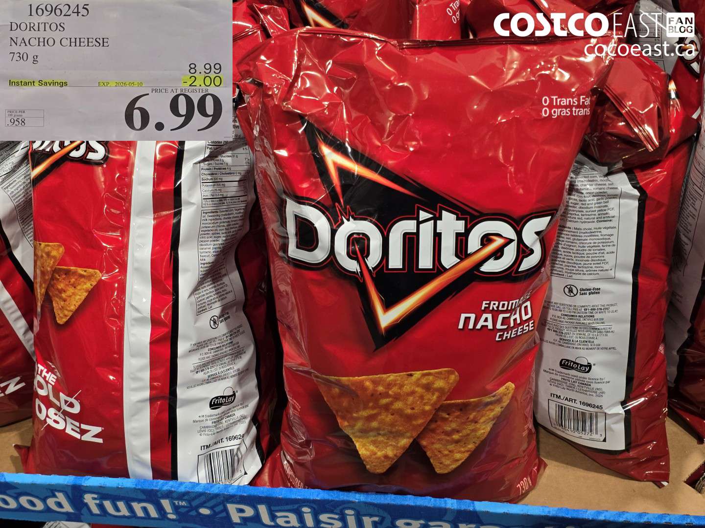 1696245 DORITOS NACHO CHEESE 730 G ($2.00 INSTANT SAVINGS EXPIRES ON 2026-05-10) $6.99