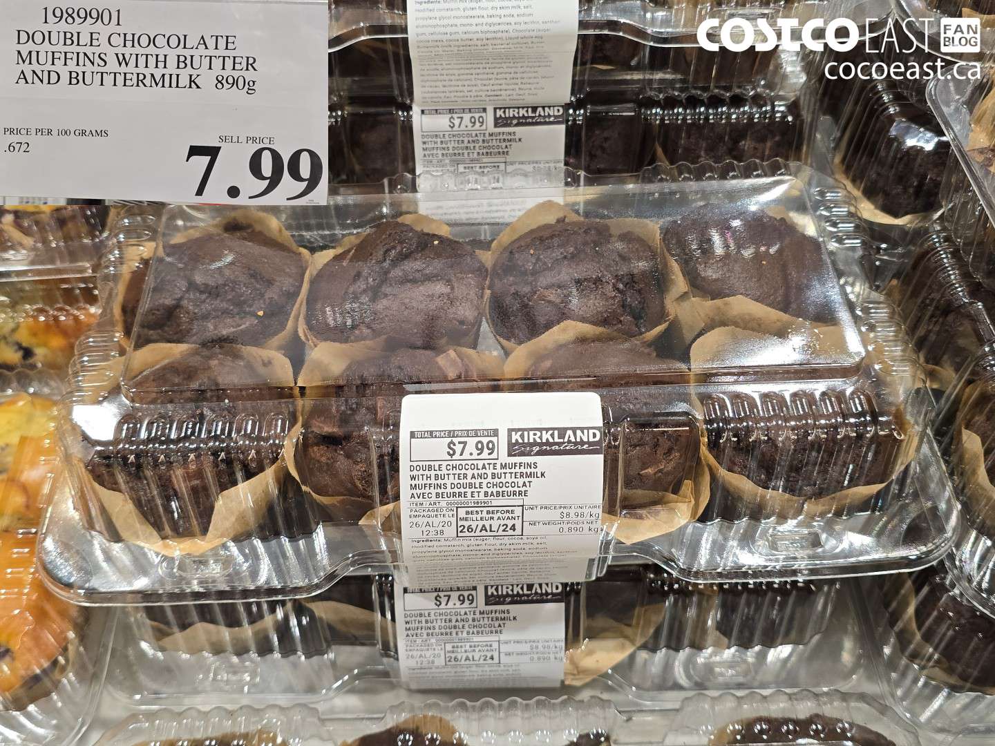 1989901 DOUBLE CHOCOLATE MUFFINS WITH BUTTER AND BUTTERMILK 890g $7.99