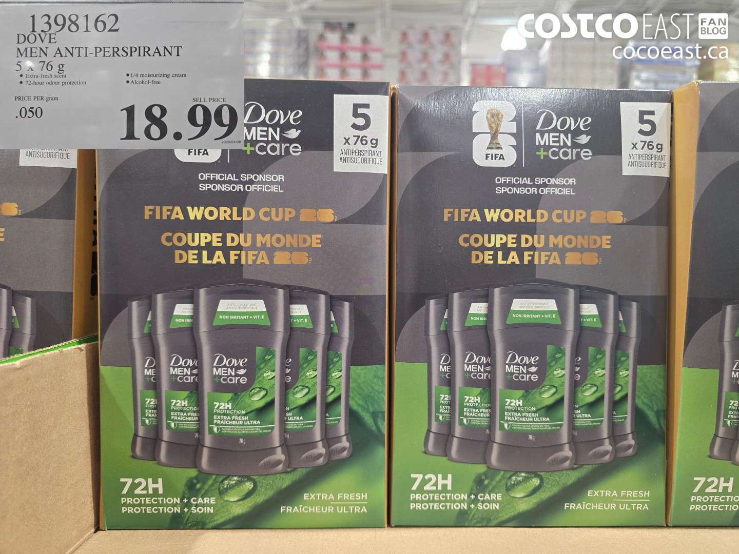 1398162 DOVE MEN ANTI-PERSPIRANT 5 X 76 G $18.99