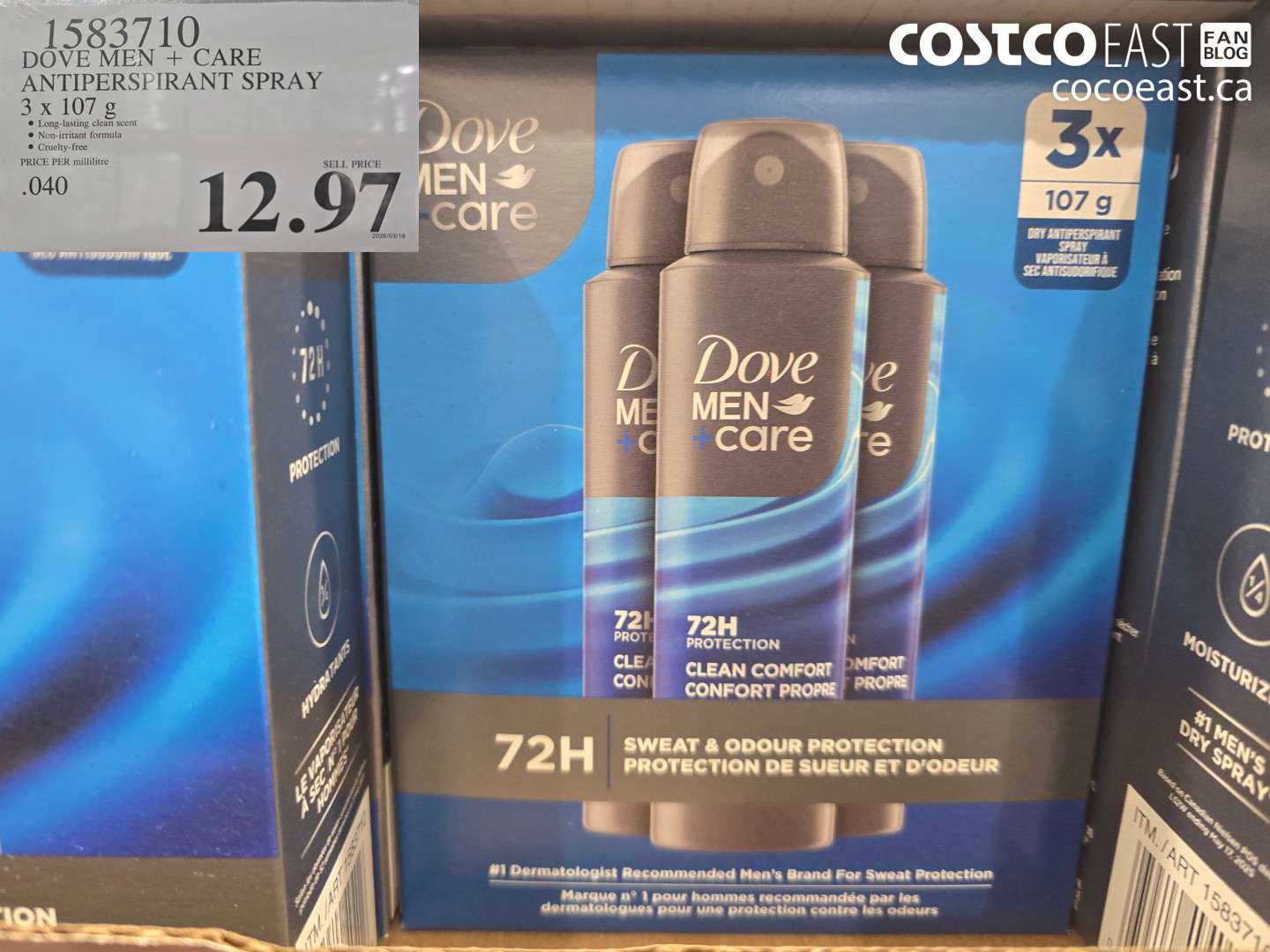 15837110 DOVE MEN + CARE ANTIPERSPIRANT SPRAY 3 X 107 G $12.97