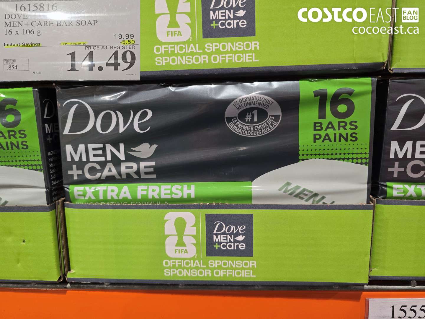 16158116 DOVE MEN + CARE BAR SOAP 16 X 106 G ($5.50 INSTANT SAVINGS EXPIRES ON 2026-05-10) $14.49