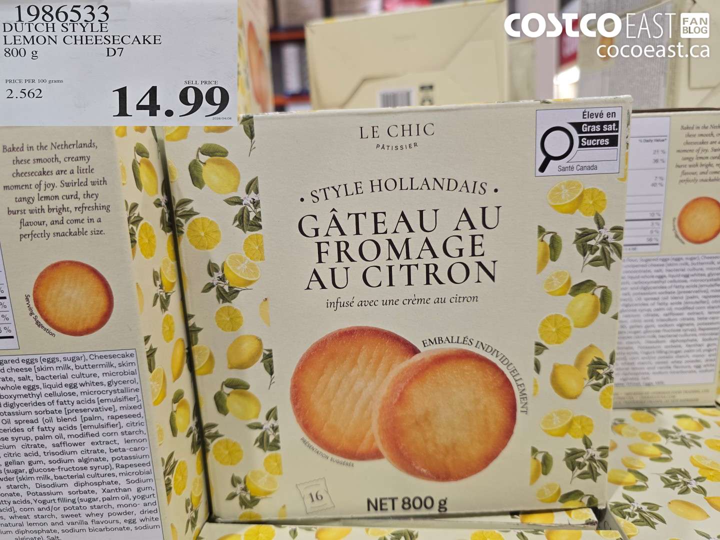 1986533 DUTCH STYLE LEMON CHEESECAKE 800 G $14.99