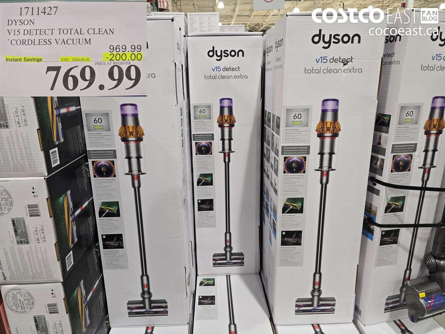 1711427 DYSON V15 DETECT TOTAL CLEAN CORDLESS VACUUM ($200.00 INSTANT SAVINGS EXPIRES ON 2026-04-30) $769.99