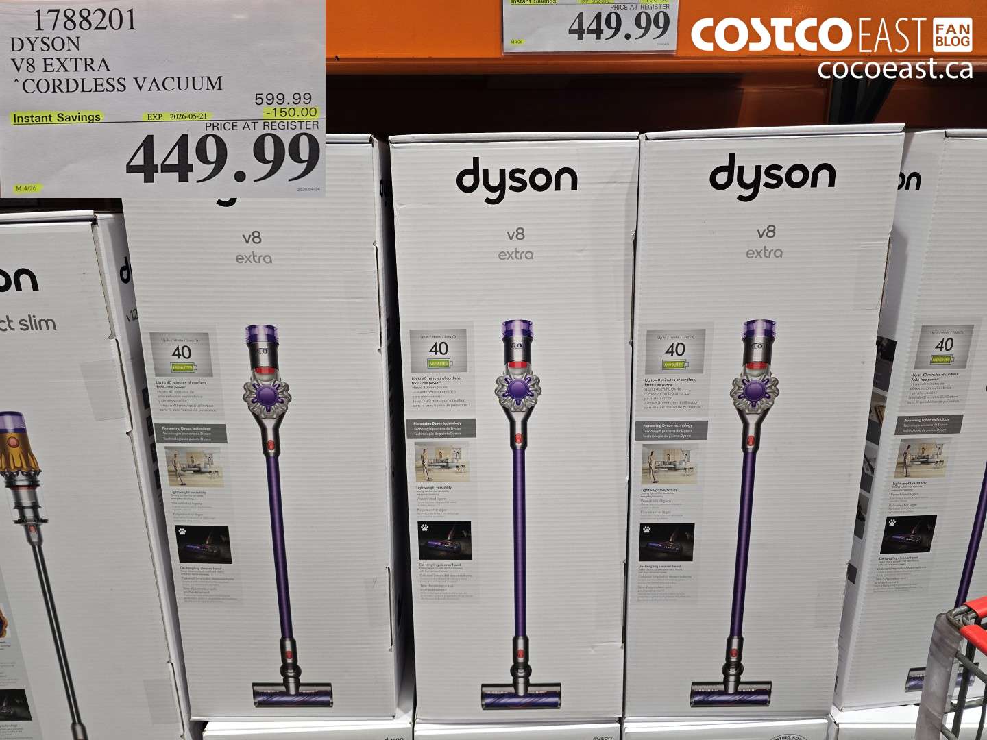 1788201 DYSON V8 EXTRA CORDLESS VACUUM ($150.00 INSTANT SAVINGS EXPIRES ON 2026-05-21) $599.99