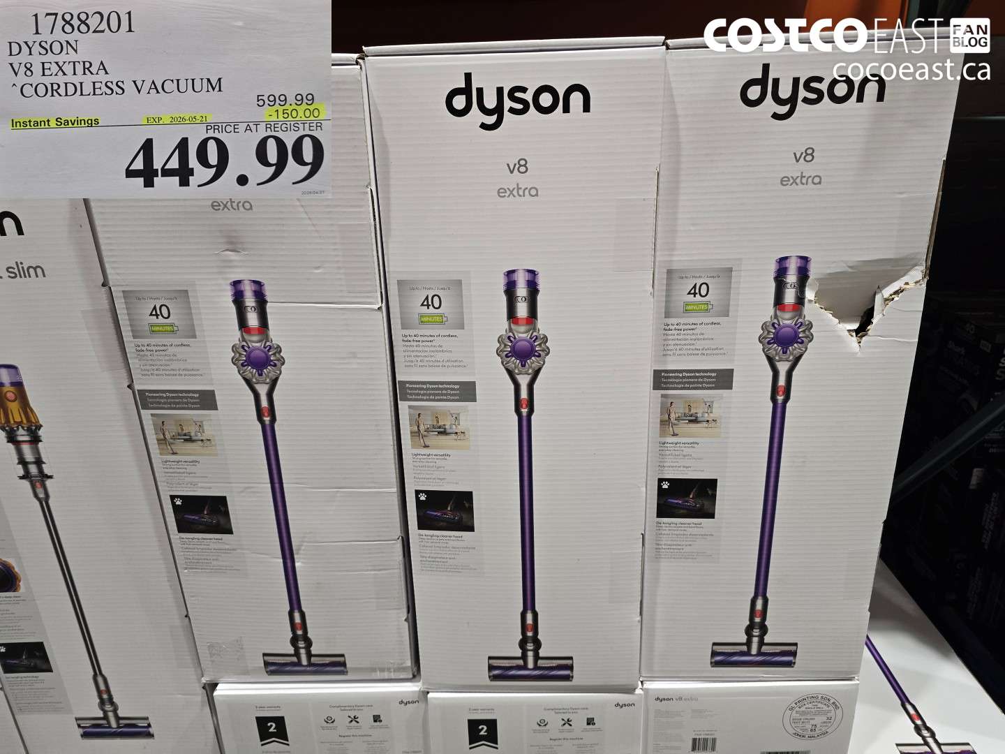 1788201 DYSON V8 EXTRA CORDLESS VACUUM ($150.00 INSTANT SAVINGS EXPIRES ON 2026-05-21) $449.99