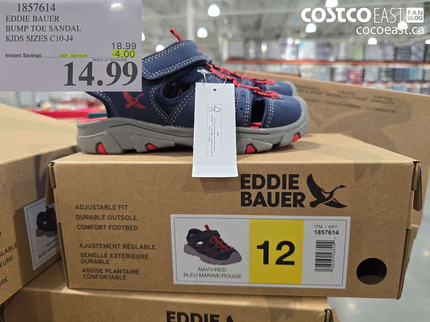 1857614 EDDIE BAUER BUMP TOE SANDAL KIDS SIZES C10-J4 ($4.00 INSTANT SAVINGS EXPIRES ON 2026-04-05) $14.99