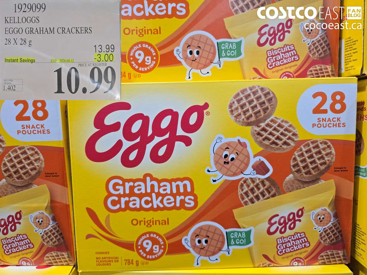 1929099 EGGO GRAHAM CRACKERS 28 X 28 G ($3.00 INSTANT SAVINGS EXPIRES ON 2026-04-12) $10.99