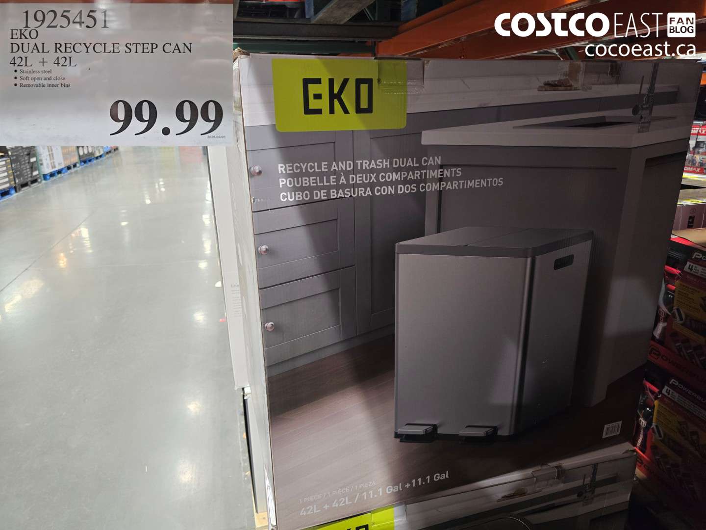 1925451 EKO DUAL RECYCLE STEP CAN 42L + 42L $99.99