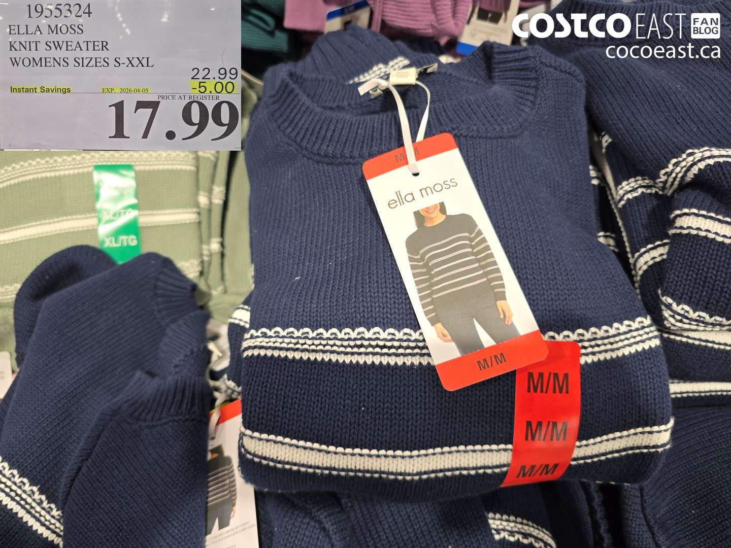 1955324 ELLA MOSS KNIT SWEATER WOMENS SIZES S-XXL ($5.00 INSTANT SAVINGS EXPIRES ON 2026-04-05) $17.99