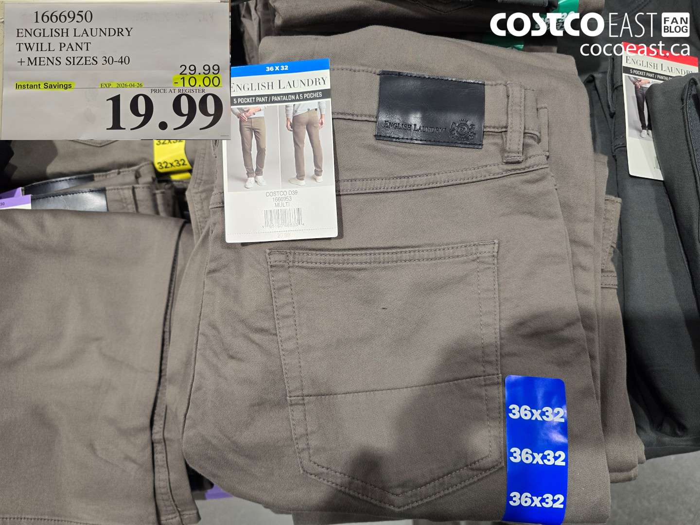 1666950 ENGLISH LAUNDRY TWILL PANT + MENS SIZES 30-40 ($10.00 INSTANT SAVINGS EXPIRES ON 2026-04-26) $19.99