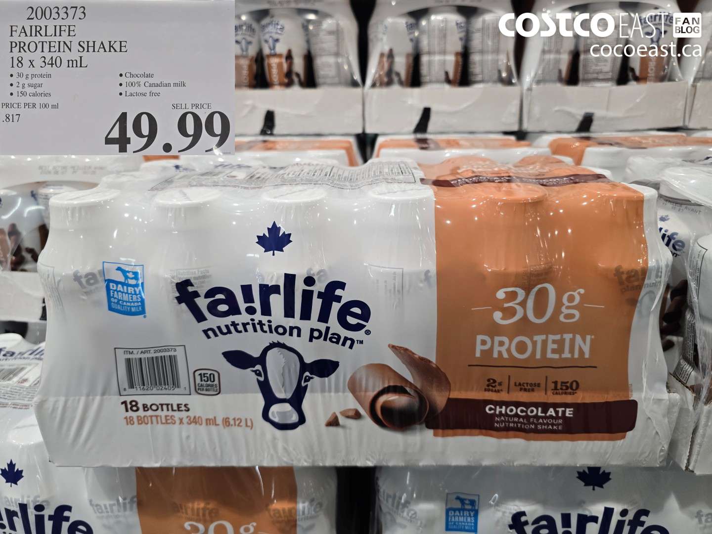 2003373 FAIRLIFE PROTEIN SHAKE 18 X 340 ML $49.99