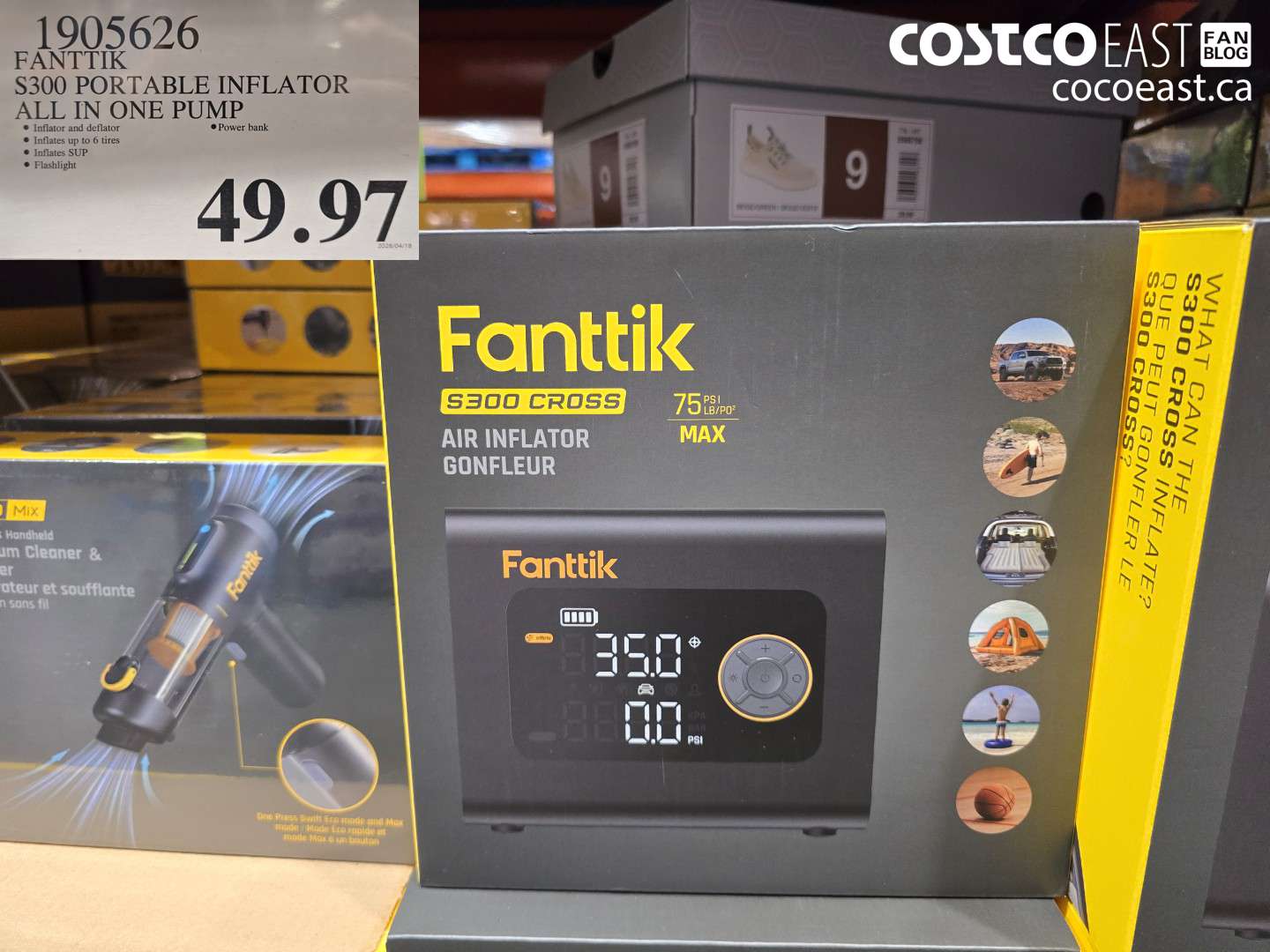 1905626 FANTTIK S300 PORTABLE INFLATOR ALL IN ONE PUMP $49.97