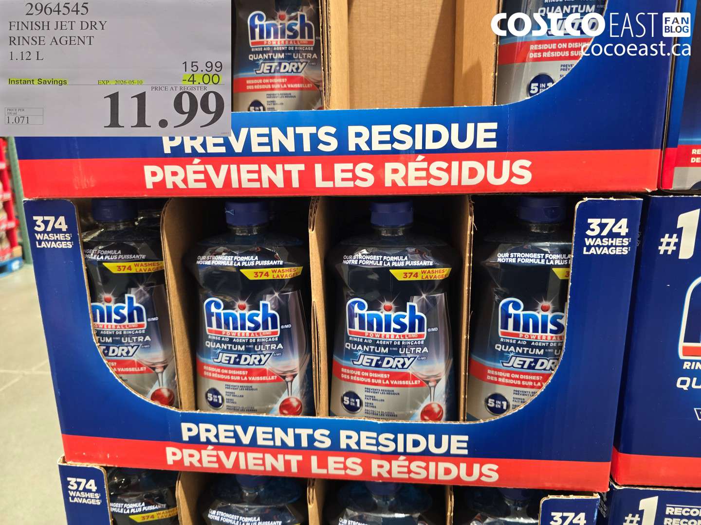 2964545 FINISH JET DRY RINSE AGENT 1.12 L ($4.00 INSTANT SAVINGS EXPIRES ON 2026-05-10) $11.99