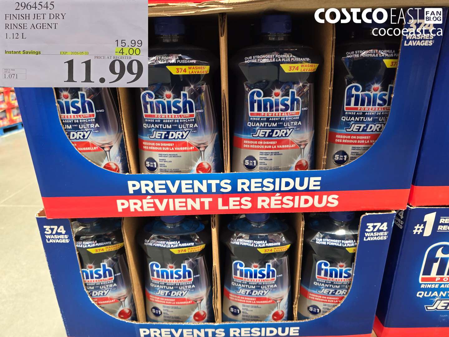 2964545 FINISH JET DRY RINSE AGENT 1.12 L ($4.00 INSTANT SAVINGS EXPIRES ON 2026-05-10) $11.99