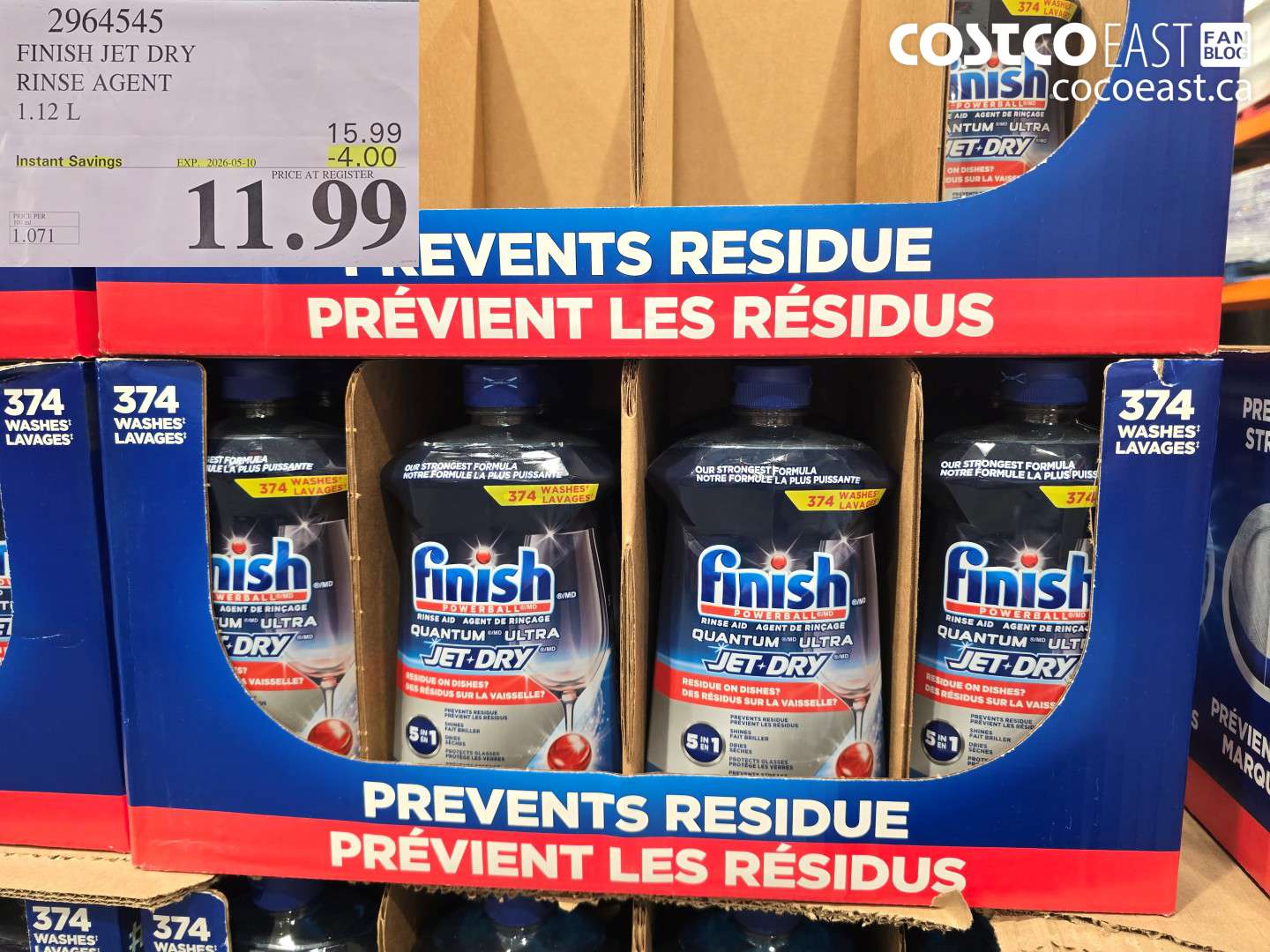 2964545 FINISH JET DRY RINSE AGENT 1.12 L ($4.00 INSTANT SAVINGS EXPIRES ON 2026-05-10) $11.99