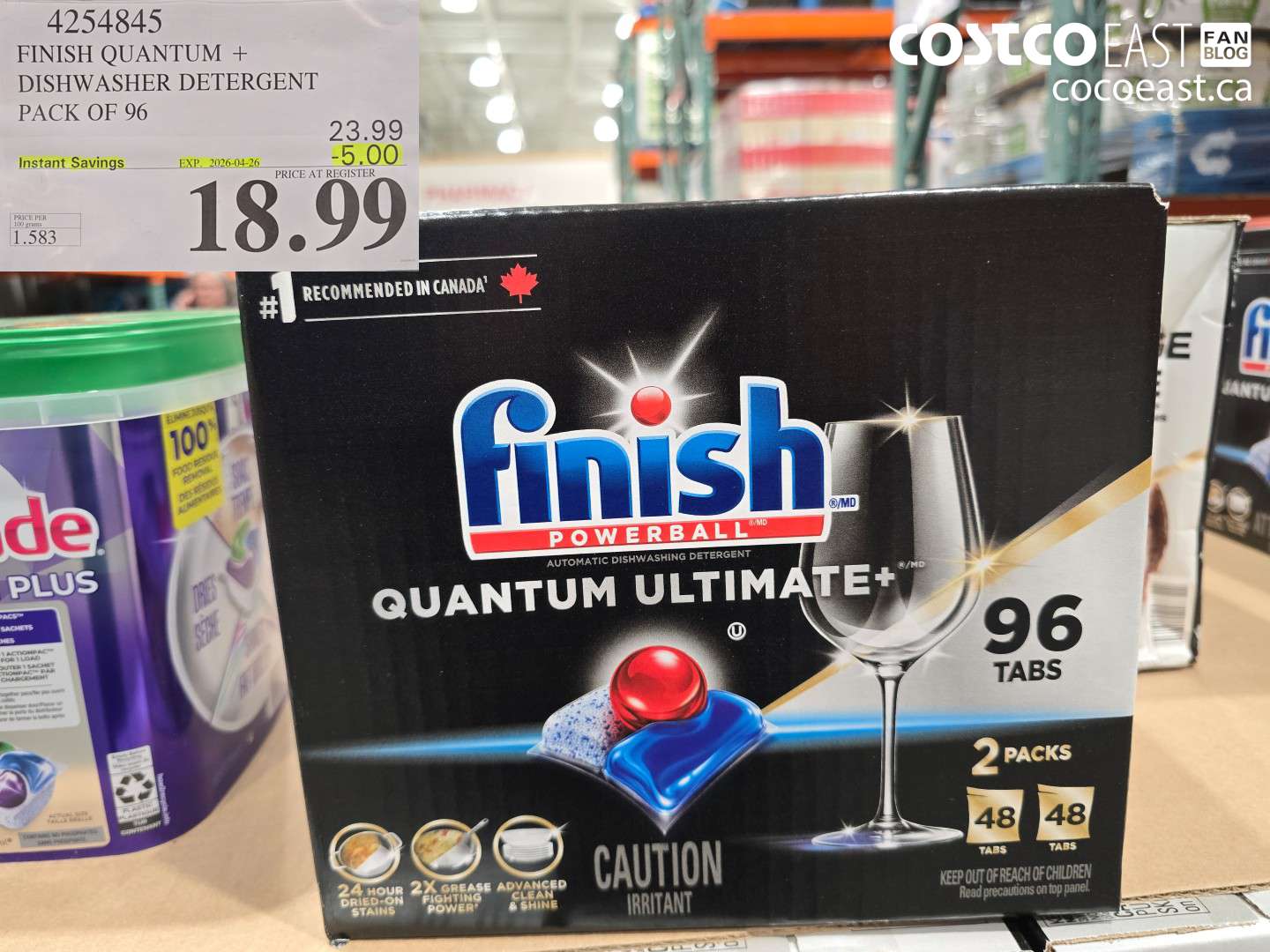 4254845 FINISH QUANTUM + DISHWASHER DETERGENT PACK OF 96 ($5.00 INSTANT SAVINGS EXPIRES ON 2026-04-26) $18.99