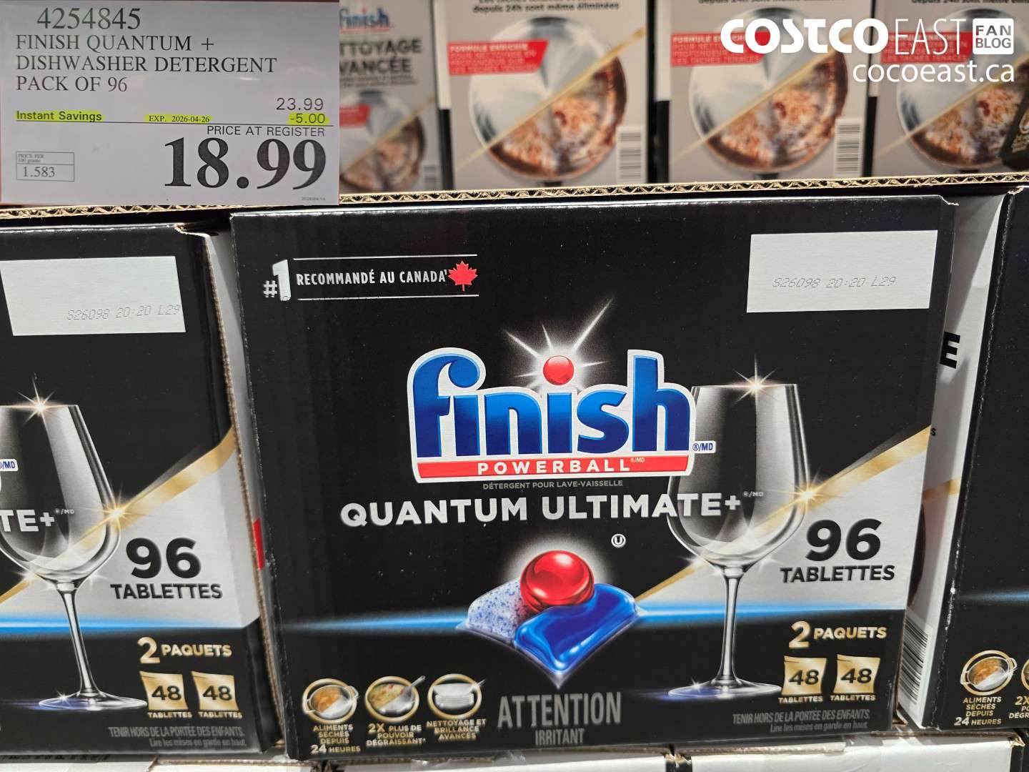 4254845 FINISH QUANTUM + DISHWASHER DETERGENT PACK OF 96 ($5.00 INSTANT SAVINGS EXPIRES ON 2026-04-26) $18.99