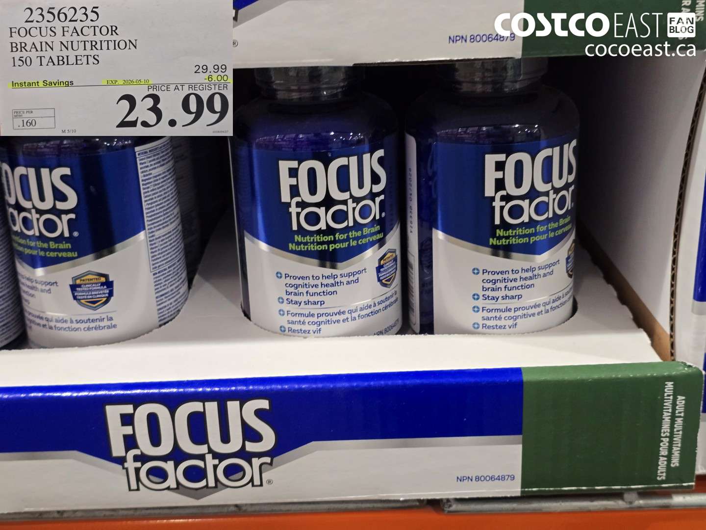 2356235 FOCUS FACTOR BRAIN NUTRITION 150 TABLETS ($6.00 INSTANT SAVINGS EXPIRES ON 2026-05-10) $23.99