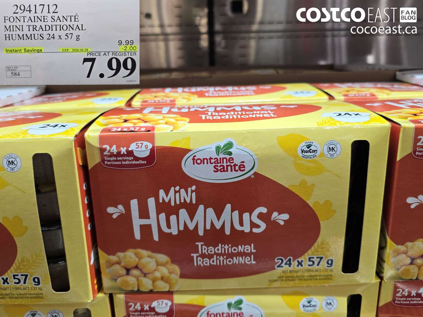 2941712 FONTAINE SANTE MINI TRADITIONAL HUMMUS 24 X 57 G ($2.00 INSTANT SAVINGS EXPIRES ON 2026-04-28) $7.99