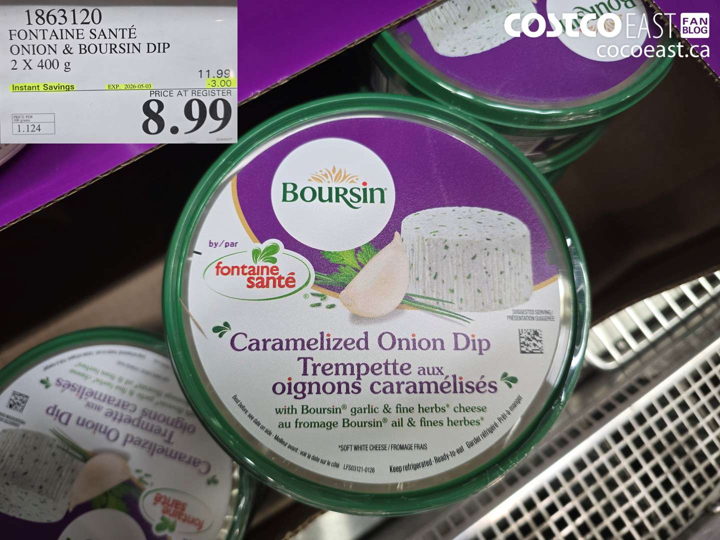 1863120 FONTAINE SANTE ONION & BOURSIN DIP 2 X 400 G ($3.00 INSTANT SAVINGS EXPIRES ON 2026-05-03) $8.99