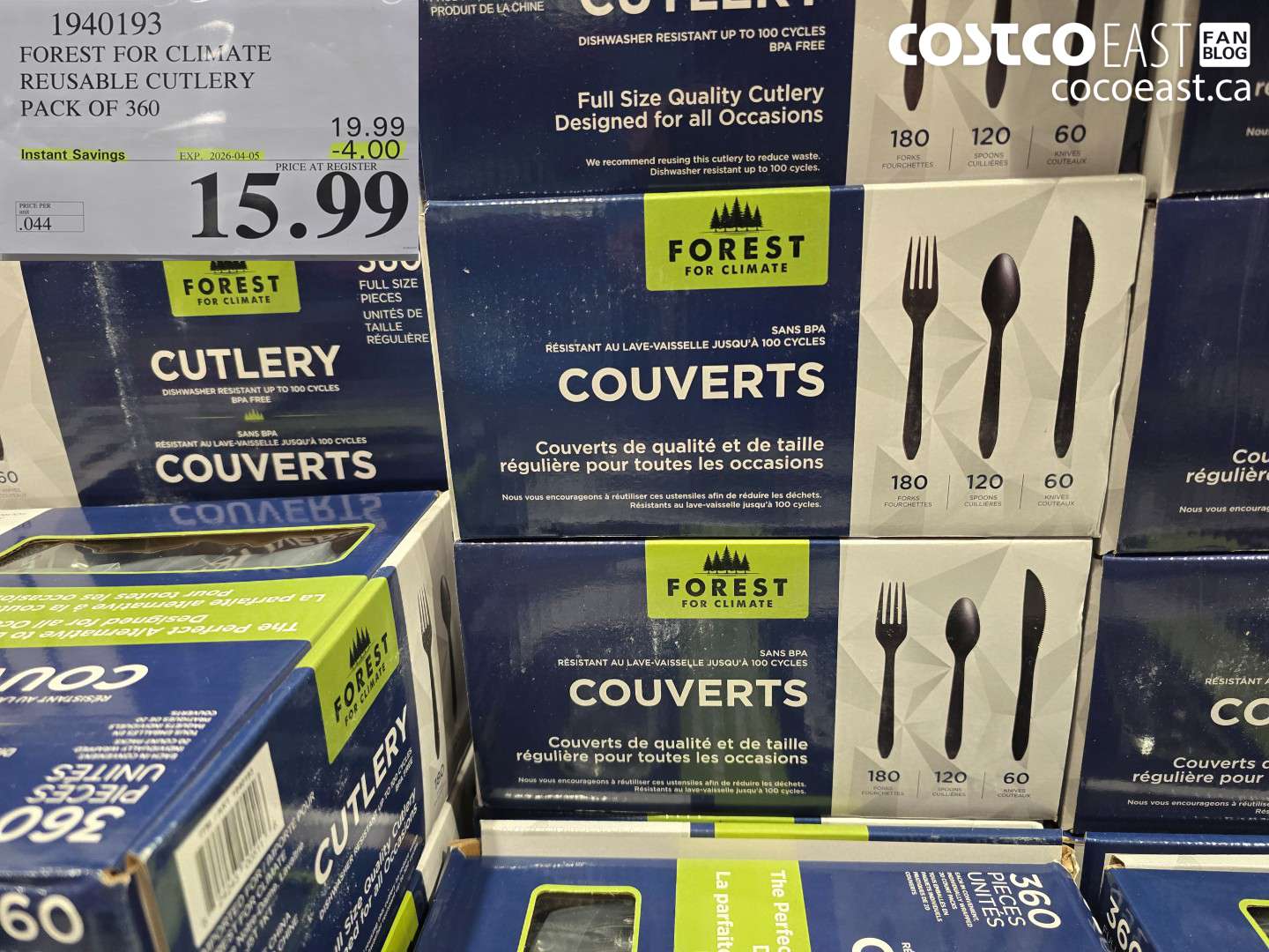 1940193 FOREST FOR CLIMATE REUSABLE CUTLERY PACK OF 360 ($4.00 INSTANT SAVINGS EXPIRES ON 2026-04-05) $15.99