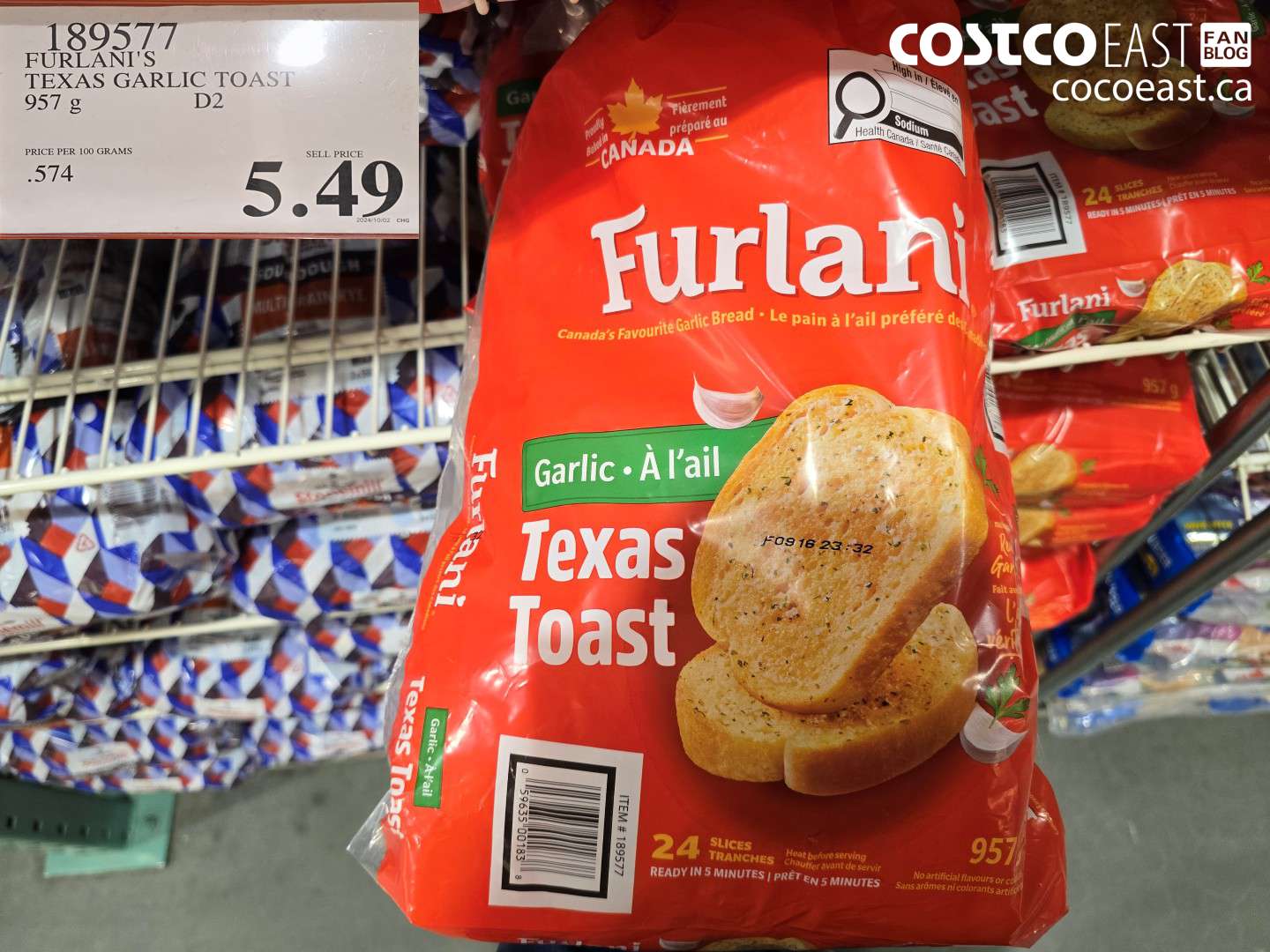 189577 FURLANI'S TEXAS GARLIC TOAST 957 g $5.49