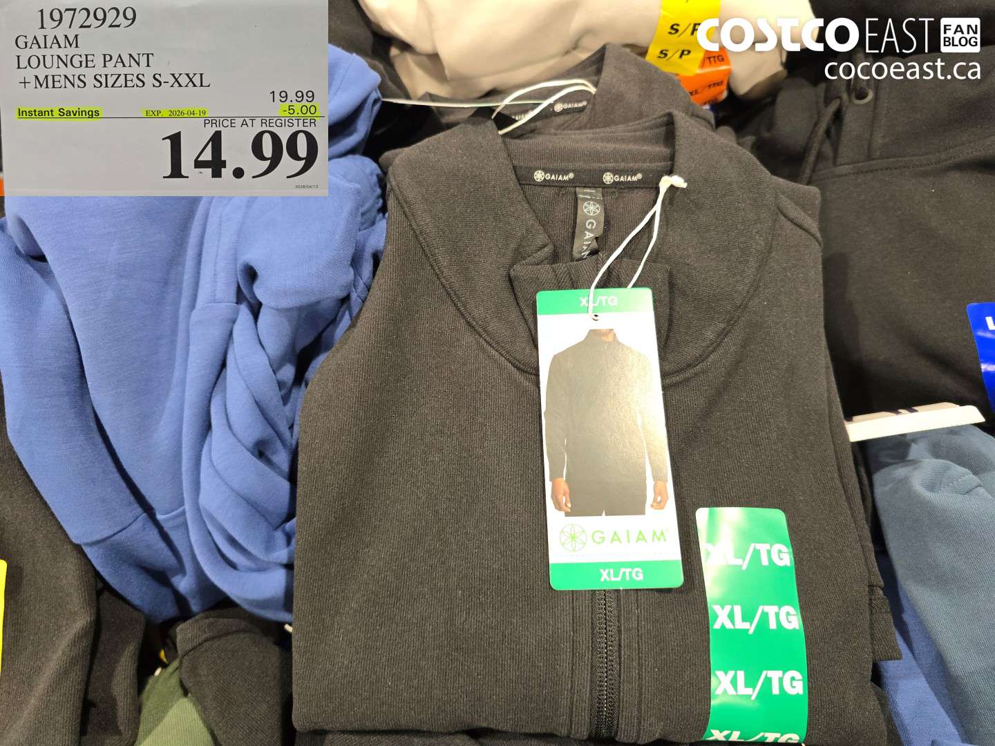 1972929 GAIAM LOUNGE PANT +MENS SIZES S-XXL ($5.00 INSTANT SAVINGS EXPIRES ON 2026-04-19) $14.99