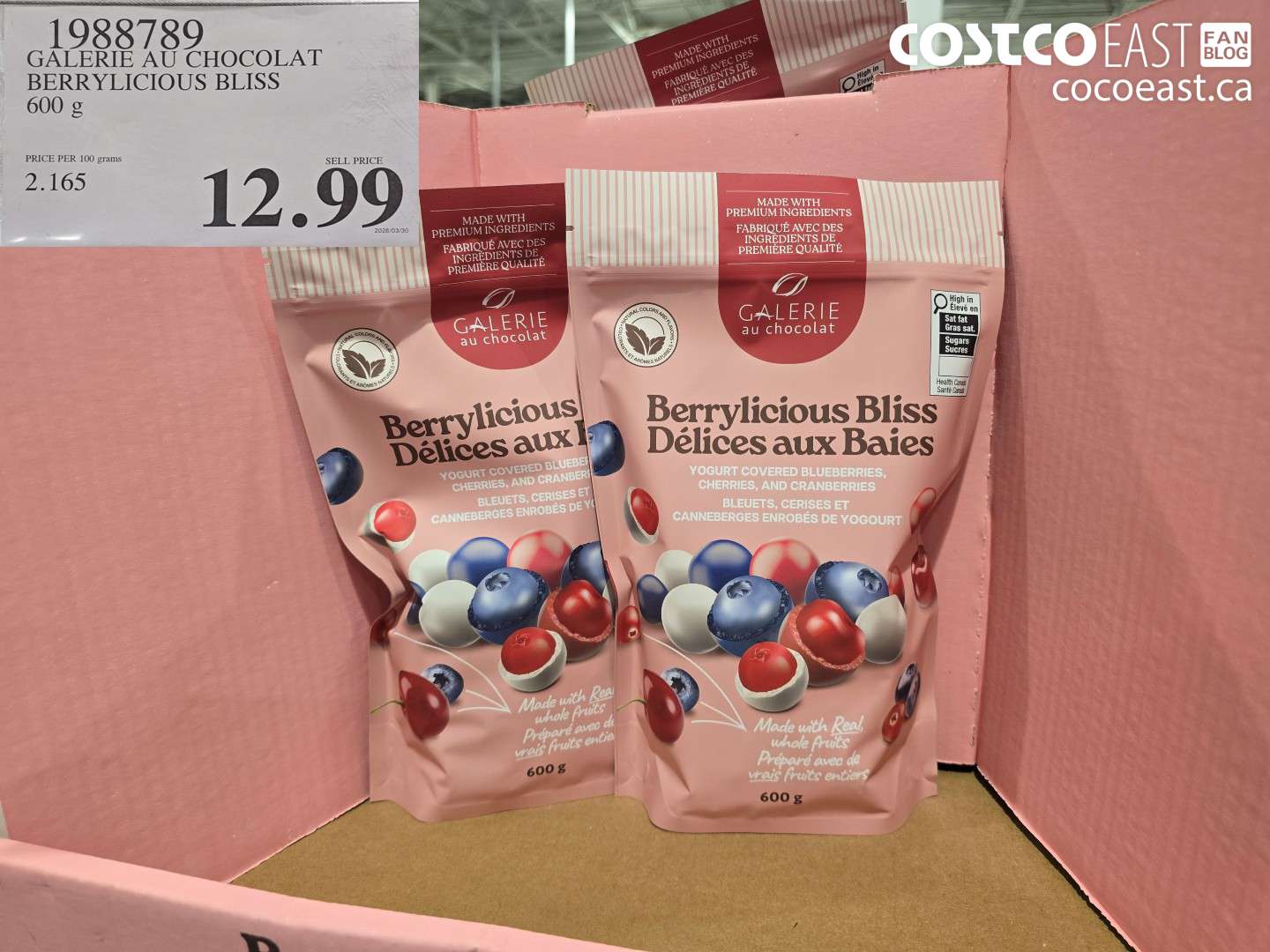 1988789 GALERIE AU CHOCOLAT BERRYLICIOUS BLISS 600 G $12.99