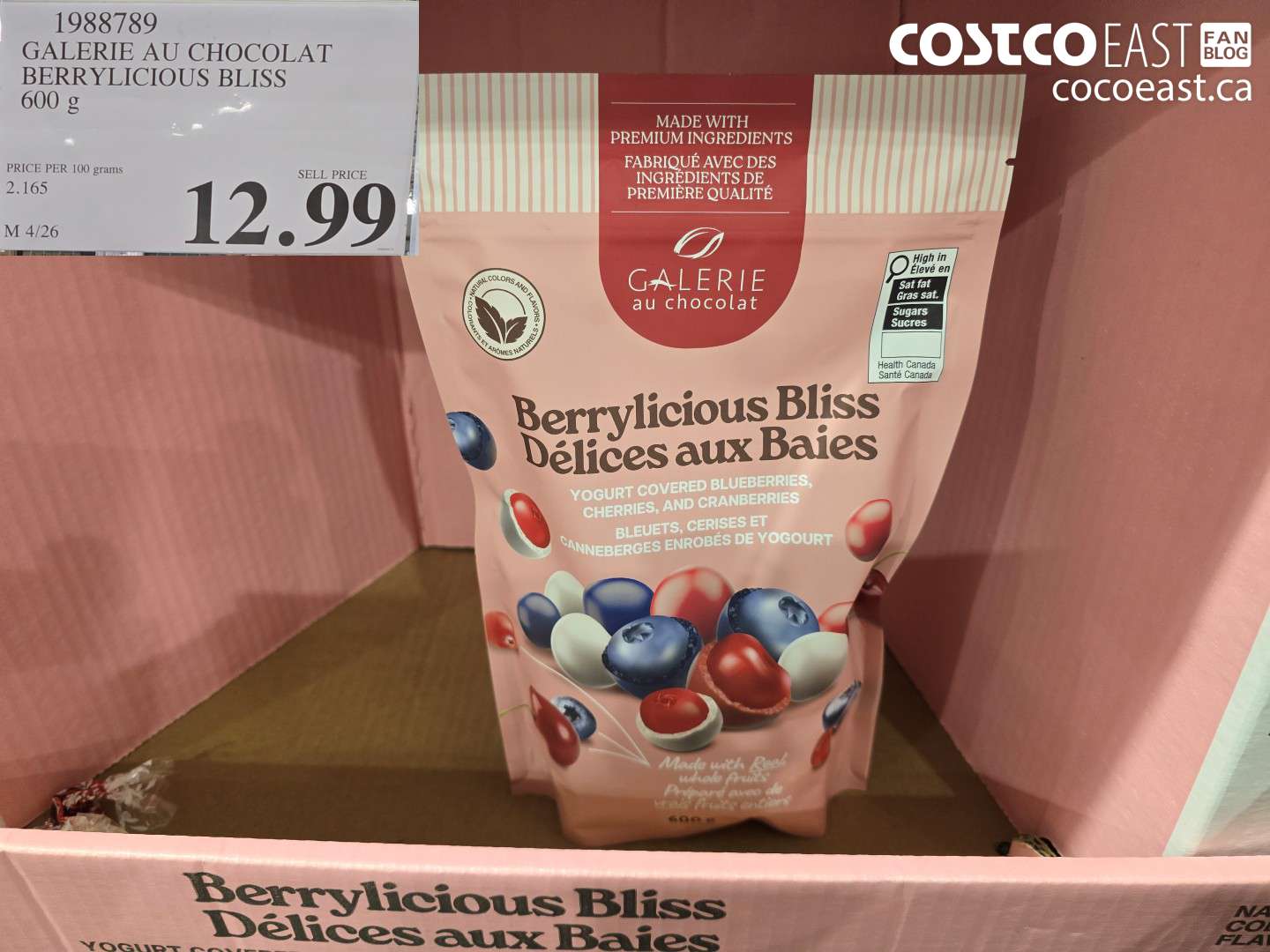 1988789 GALERIE AU CHOCOLAT BERRYLICIOUS BLISS 600 G $12.99