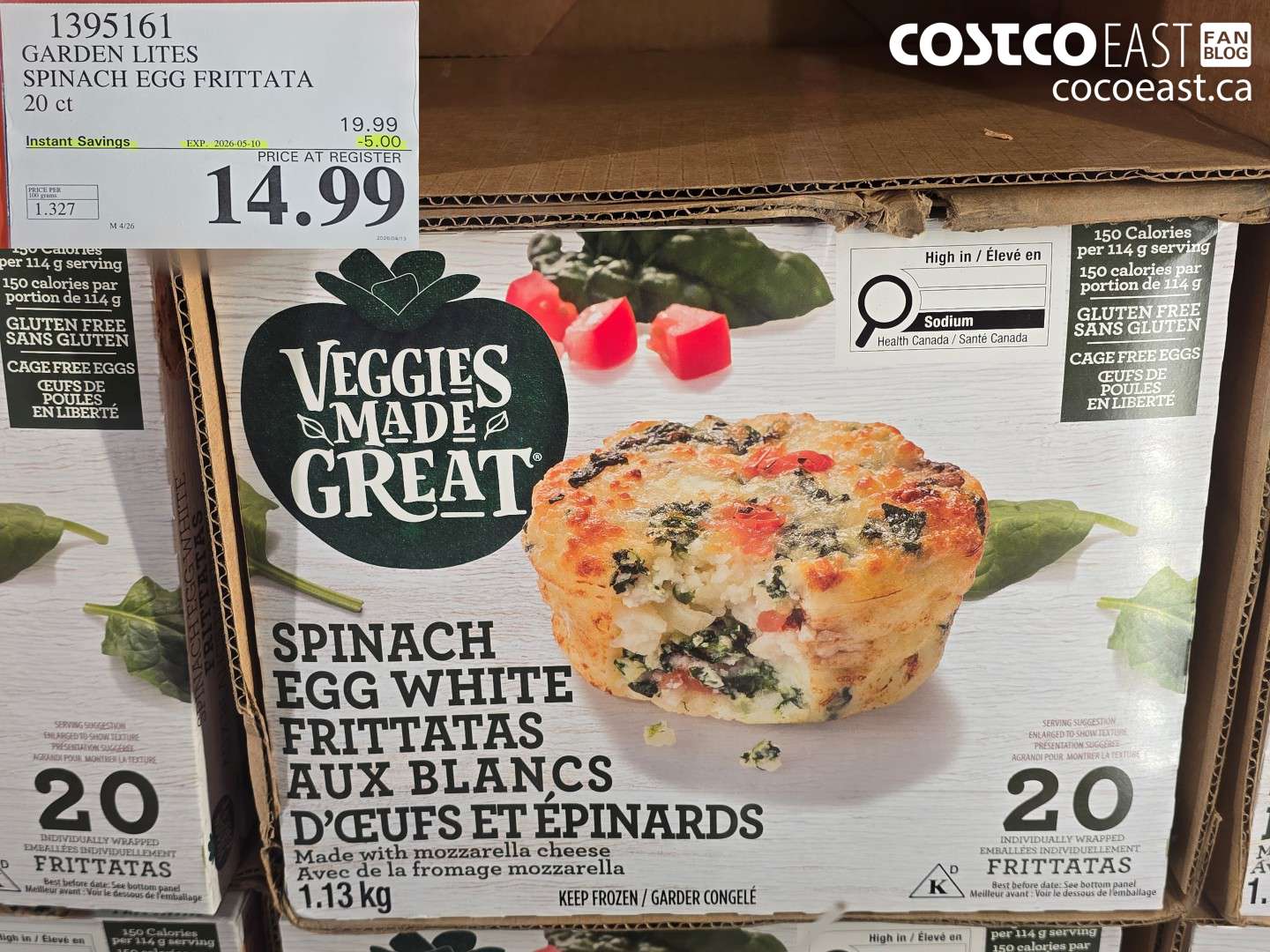 1395161 GARDEN LITES SPINACH EGG FRITTATA 20 CT ($5.00 INSTANT SAVINGS EXPIRES ON 2026-05-10) $14.99