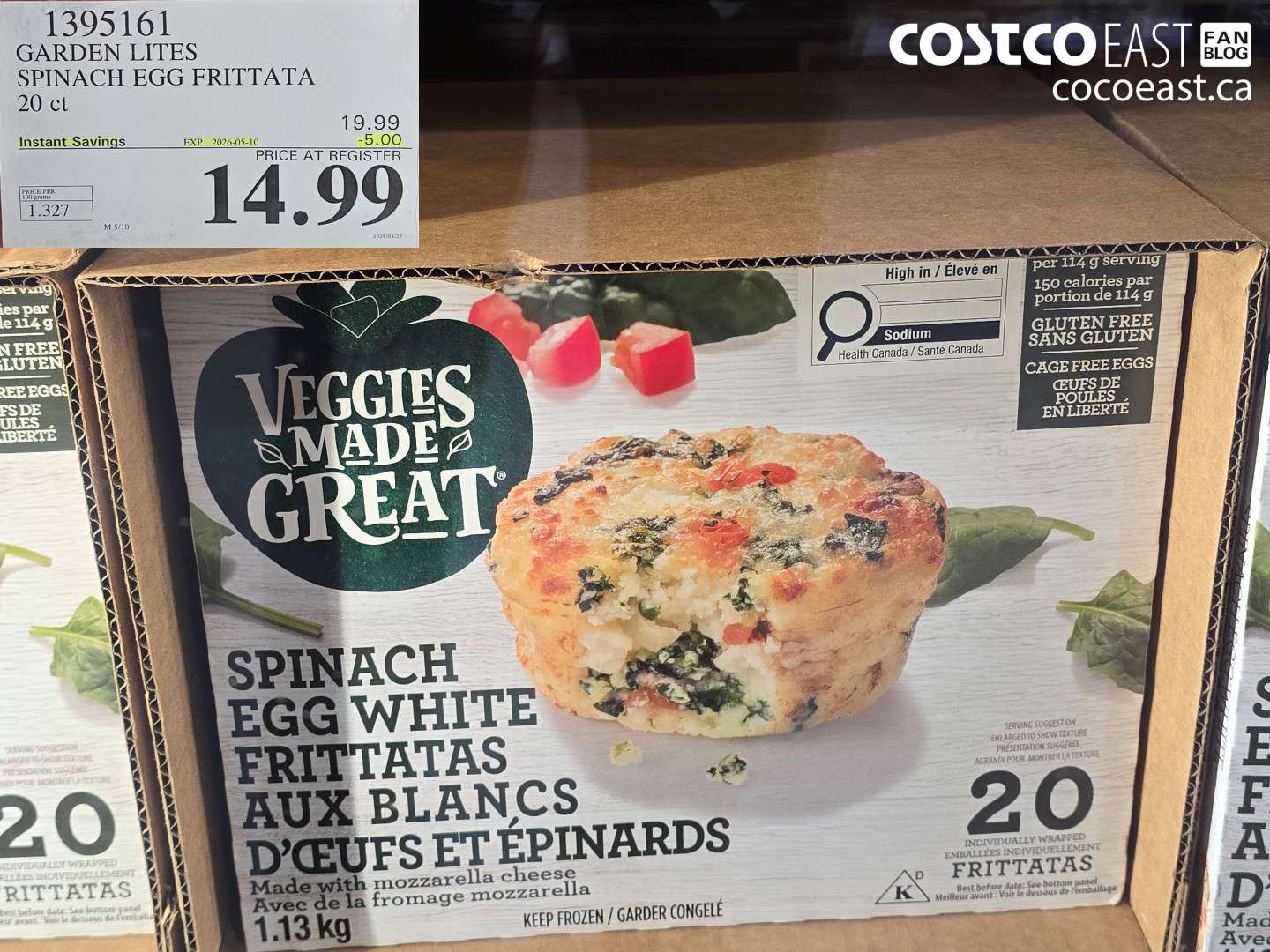 1395161 GARDEN LITES SPINACH EGG FRITTATA 20 CT ($5.00 INSTANT SAVINGS EXPIRES ON 2026-05-10) $14.99