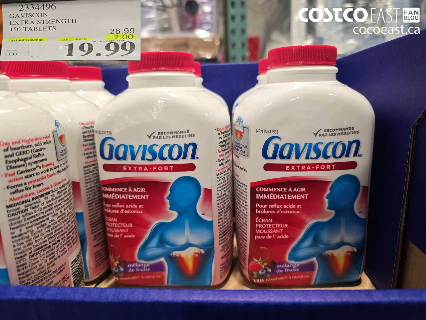2334496 GAVISCON EXTRA STRENGTH 150 TABLETS ($7.00 INSTANT SAVINGS EXPIRES ON 2026-05-10) $19.99