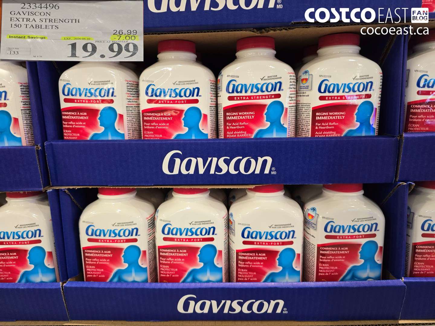 2334496 GAVISCON EXTRA STRENGTH 150 TABLETS ($7.00 INSTANT SAVINGS EXPIRES ON 2026-05-10) $19.99