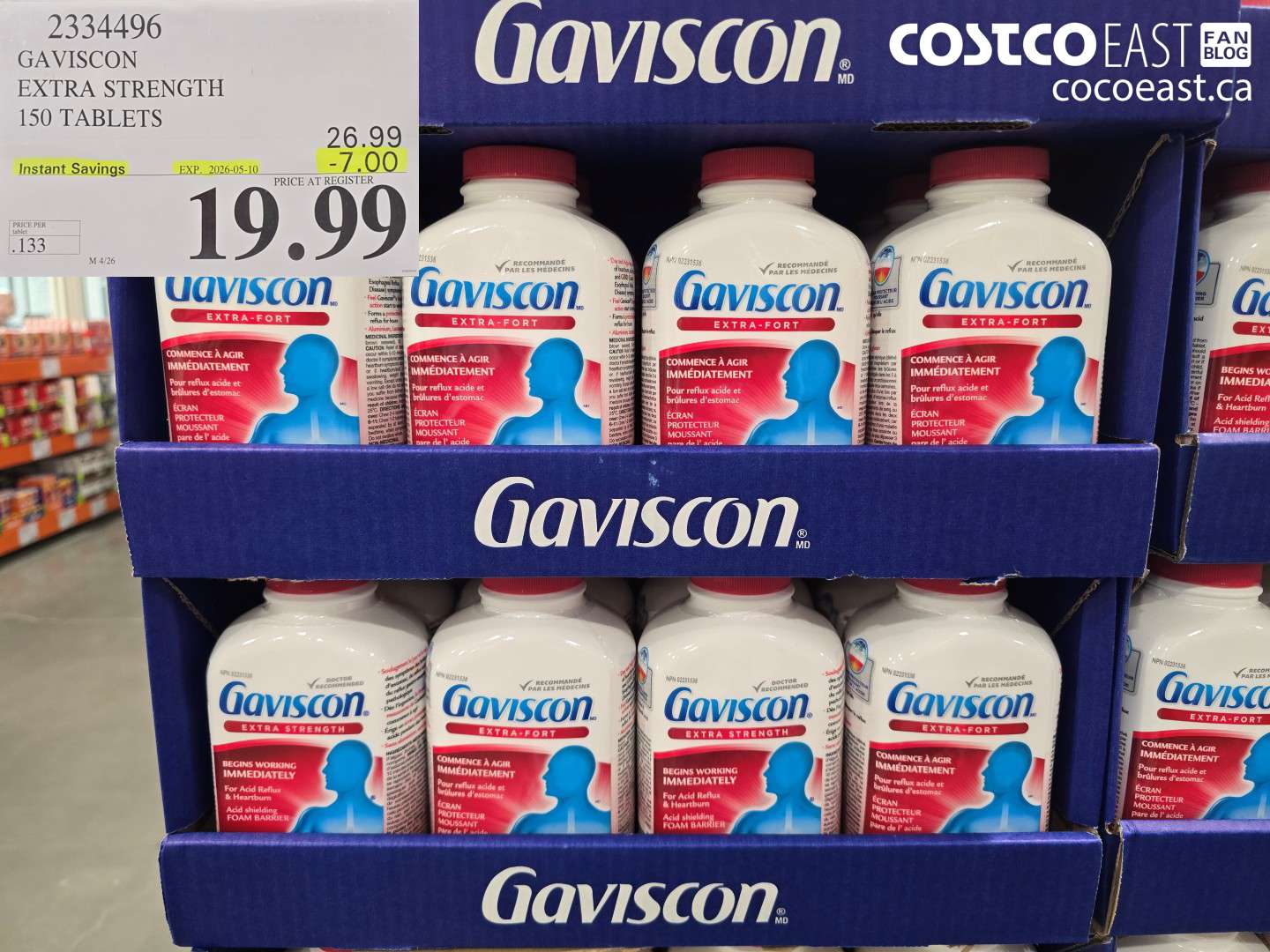 2334496 GAVISCON EXTRA STRENGTH 150 TABLETS ($7.00 INSTANT SAVINGS EXPIRES ON 2026-05-10) $19.99