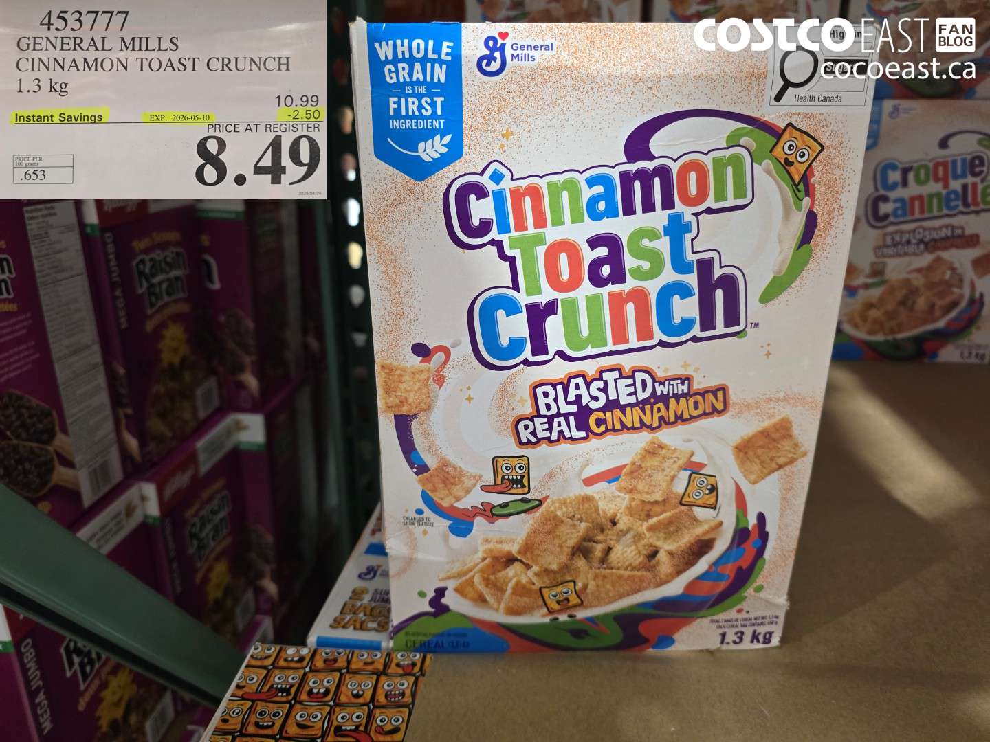 4537777 GENERAL MILLS CINNAMON TOAST CRUNCH 1.3 KG ($2.50 INSTANT SAVINGS EXPIRES ON 2026-05-10) $8.49