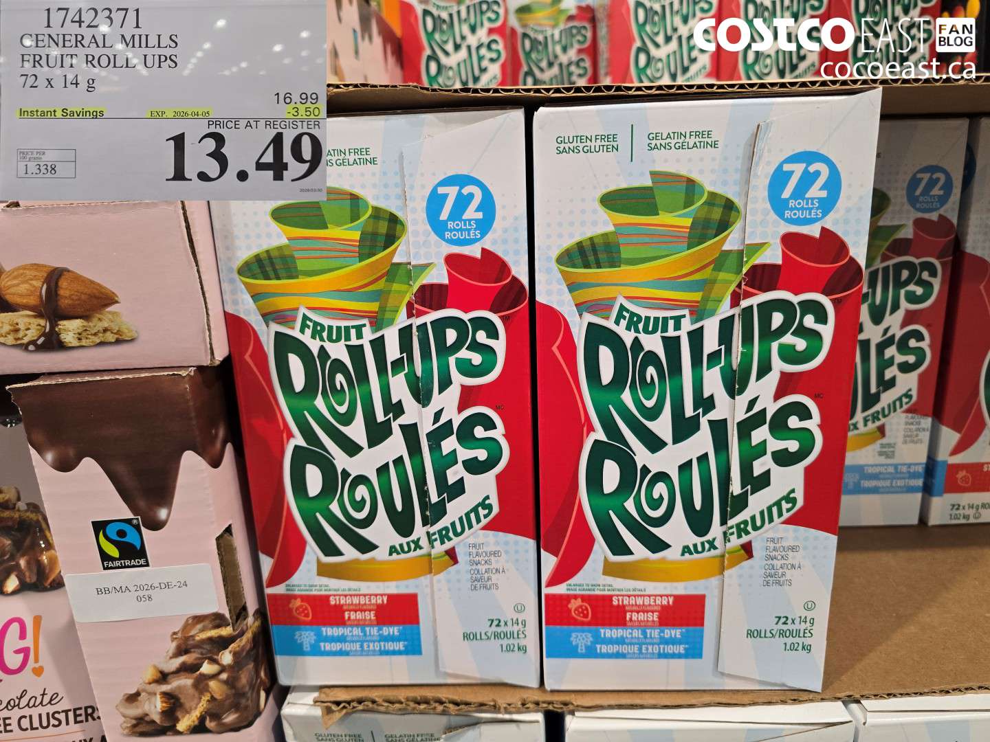 1742371 GENERAL MILLS FRUIT ROLL UPS 72 X 14 G ($3.50 INSTANT SAVINGS EXPIRES ON 2026-04-05) $13.49