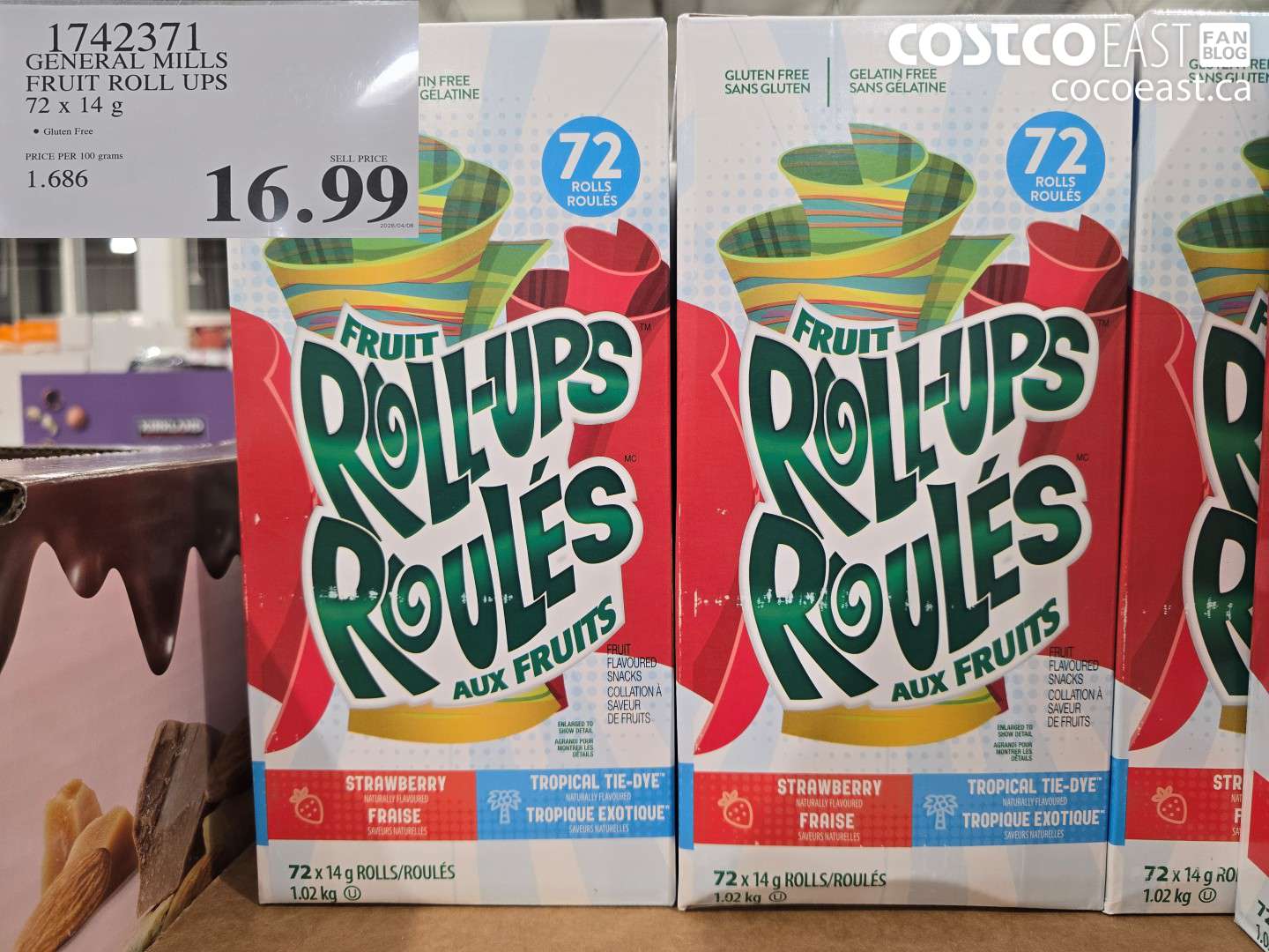 17442371 GENERAL MILLS FRUIT ROLL UPS 72 X 14 G $16.99