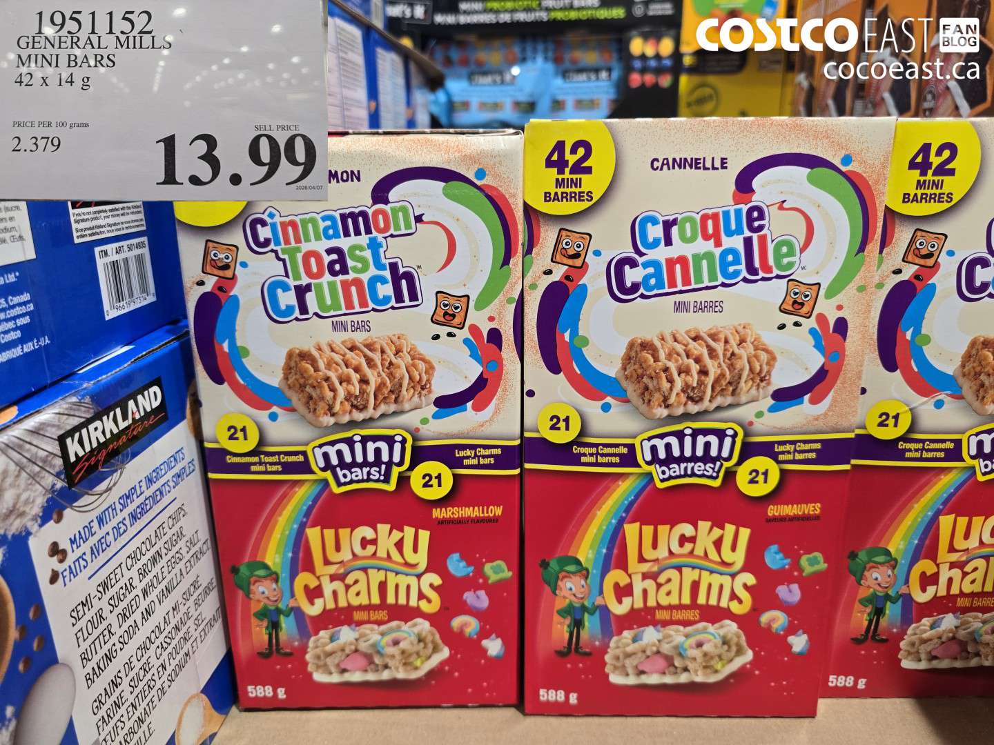 1951152 GENERAL MILLS MINI BARS 42 X 14 G $13.99