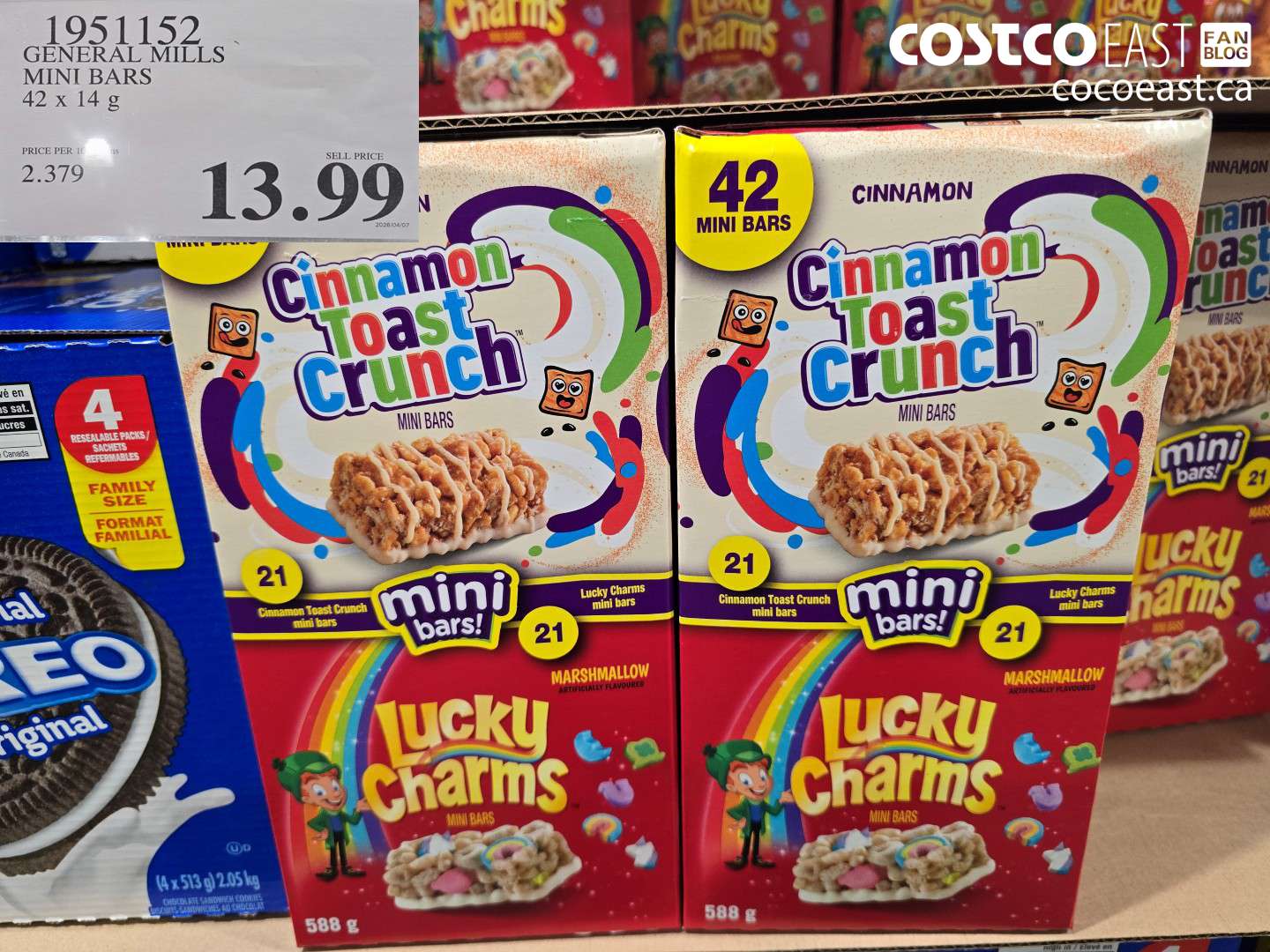 1951152 GENERAL MILLS MINI BARS 42 X 14 G $13.99