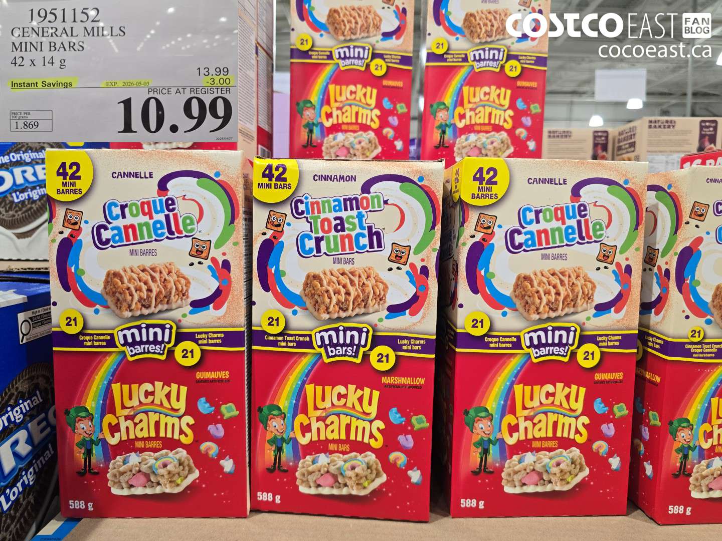 1951152 GENERAL MILLS MINI BARS 42 X 14 G ($3.00 INSTANT SAVINGS EXPIRES ON 2026-05-03) $10.99